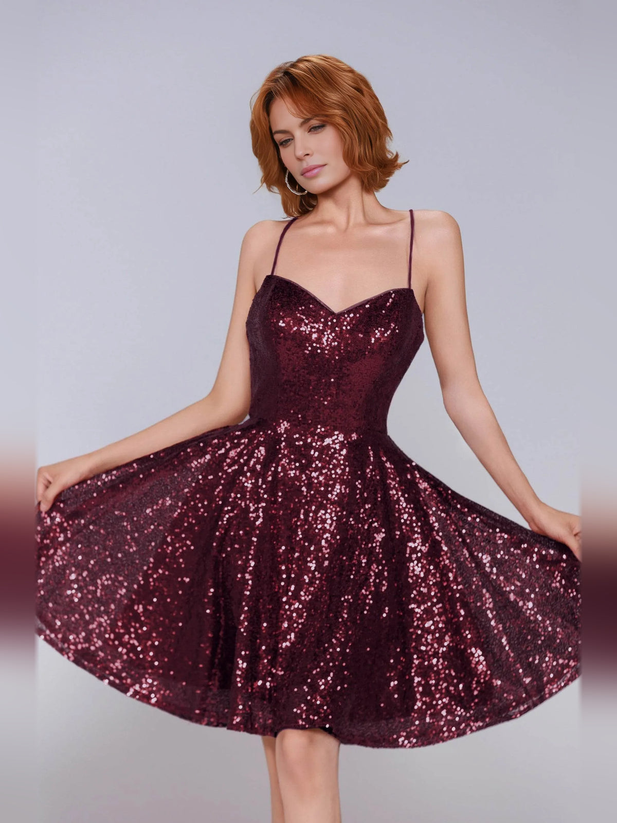 Sequin V Neck A-Line Mini Homecoming Dress for Bridal Shower