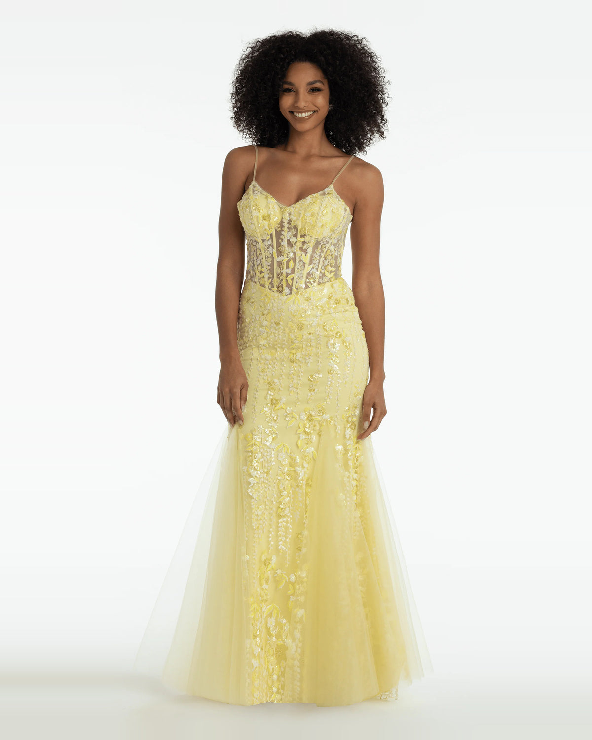 Corset Embroidered V Neck Mermaid Maxi Prom Dress for Spring Formal