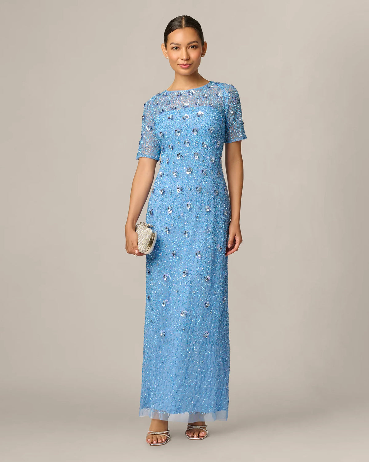 Floral Print Bow Detail Spaghetti Strap A-Line Maxi Mother of the Bride Dress for Hotel Reception