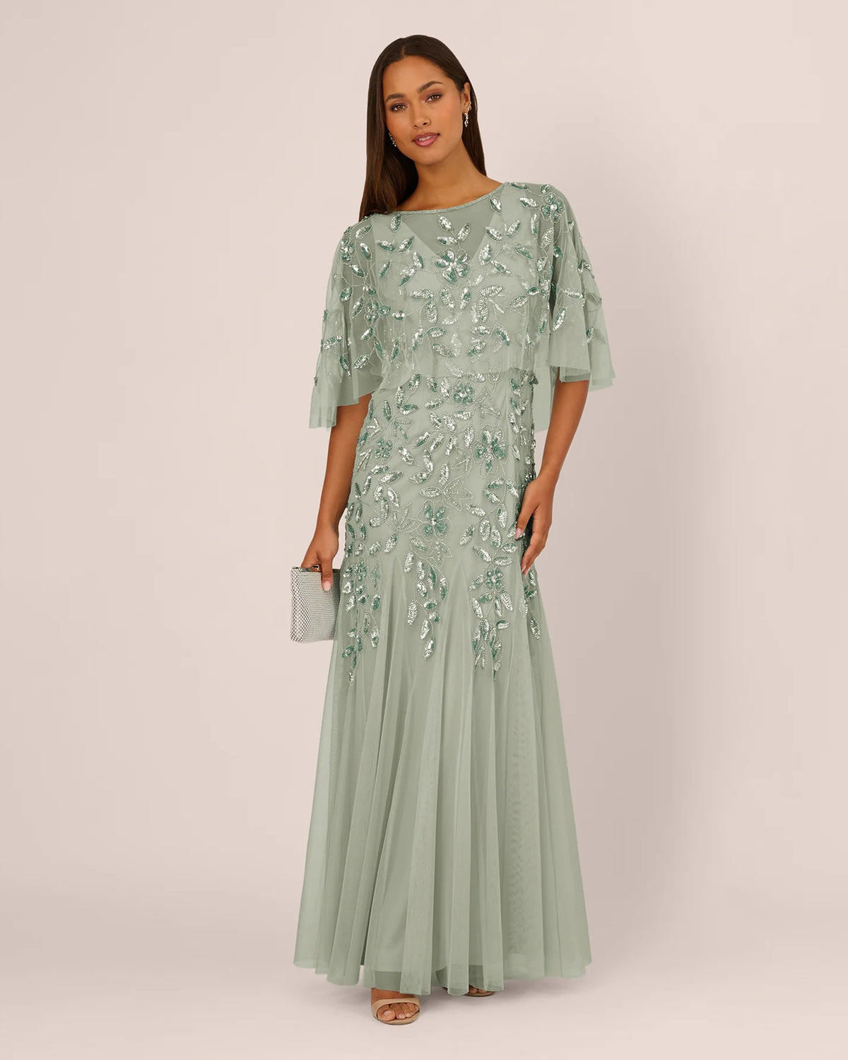 Floral Print A-Line Maxi Mother of the Bride Dress for Reception Dinner