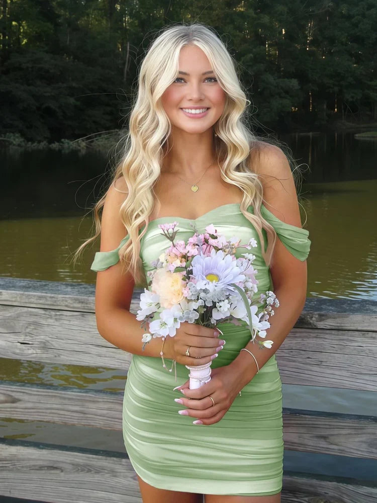 Ruched Layered Sweetheart Bodycon Mini Homecoming Dress for Wedding Guest