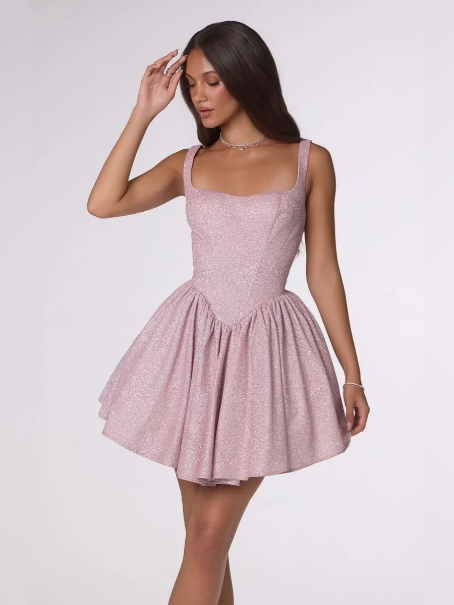 Corset Cut-Out Sweetheart Fit-and-Flare Mini Homecoming Dress for Celebration Dinner