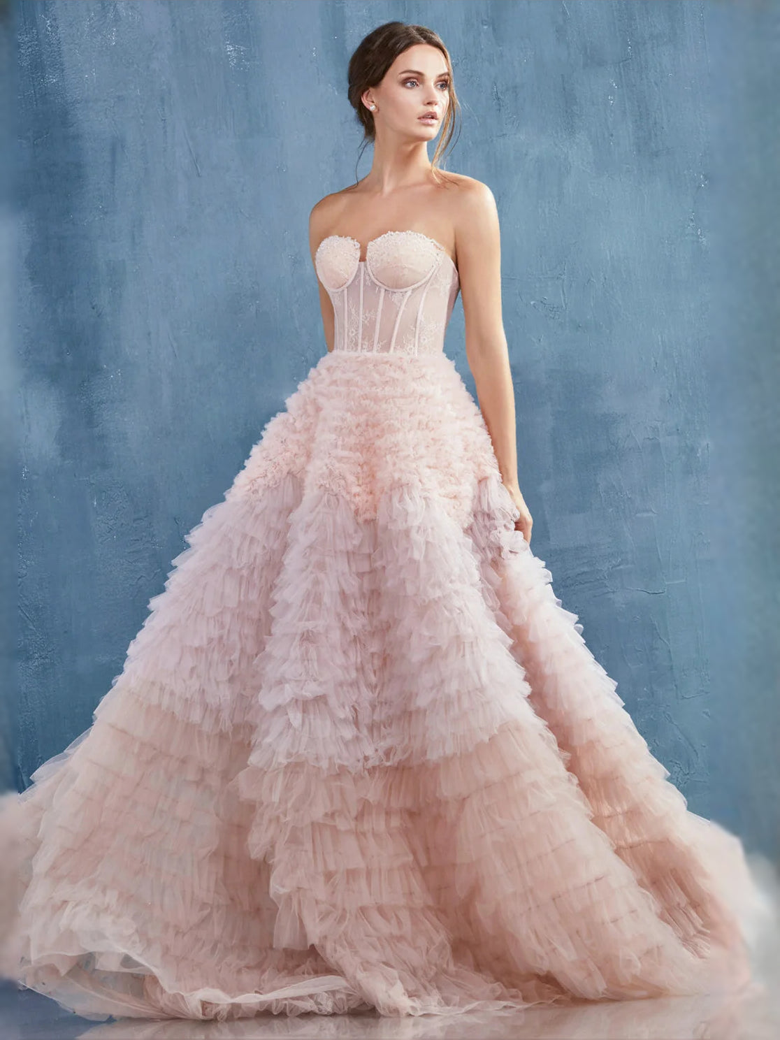 Corset Tiered Ruffled Sweetheart Mermaid Floor-Length Tulle Prom Dress for Celebration Dinner