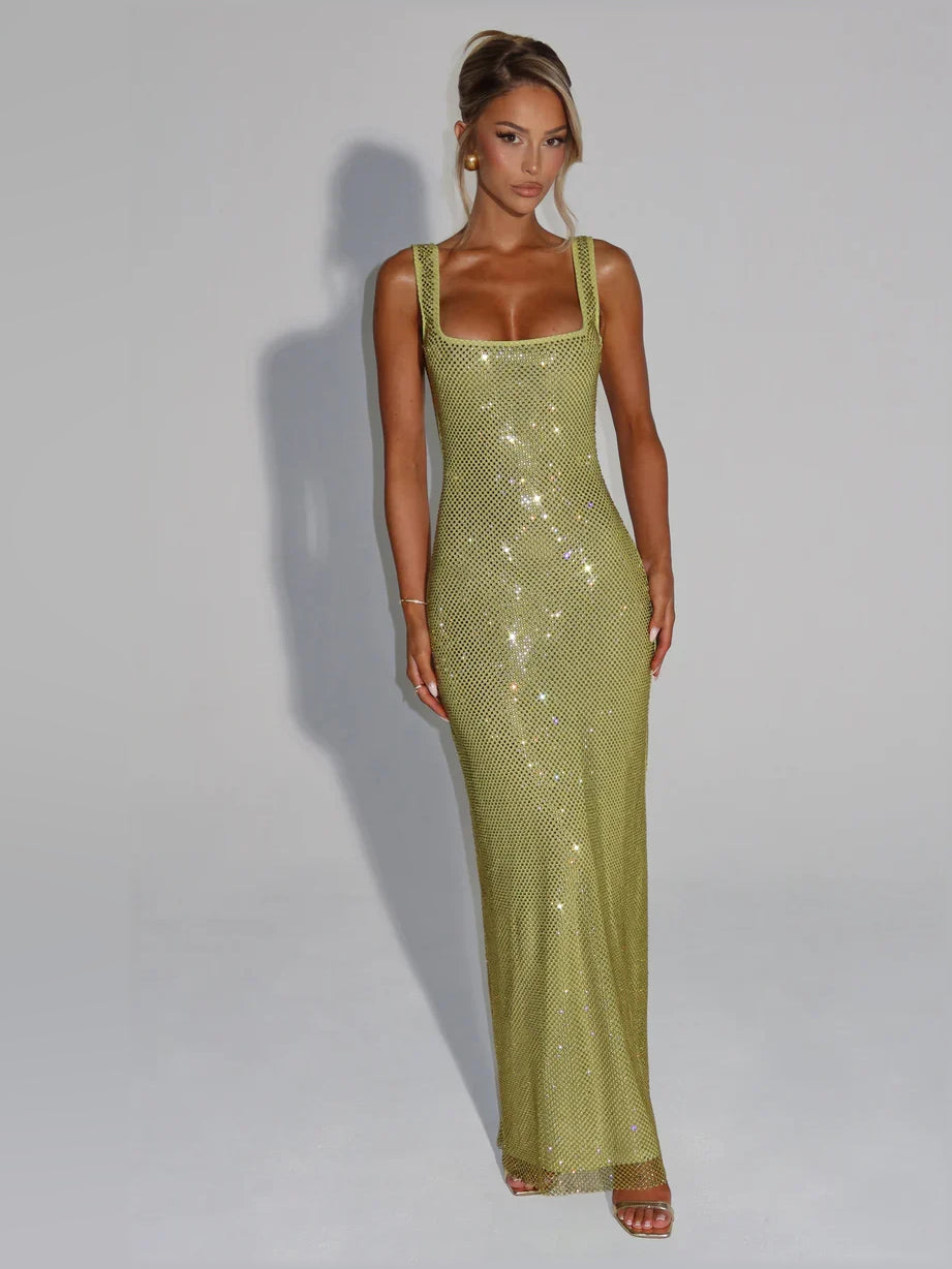 Square Neck Open Back Mermaid Floor-Length Formal Dress