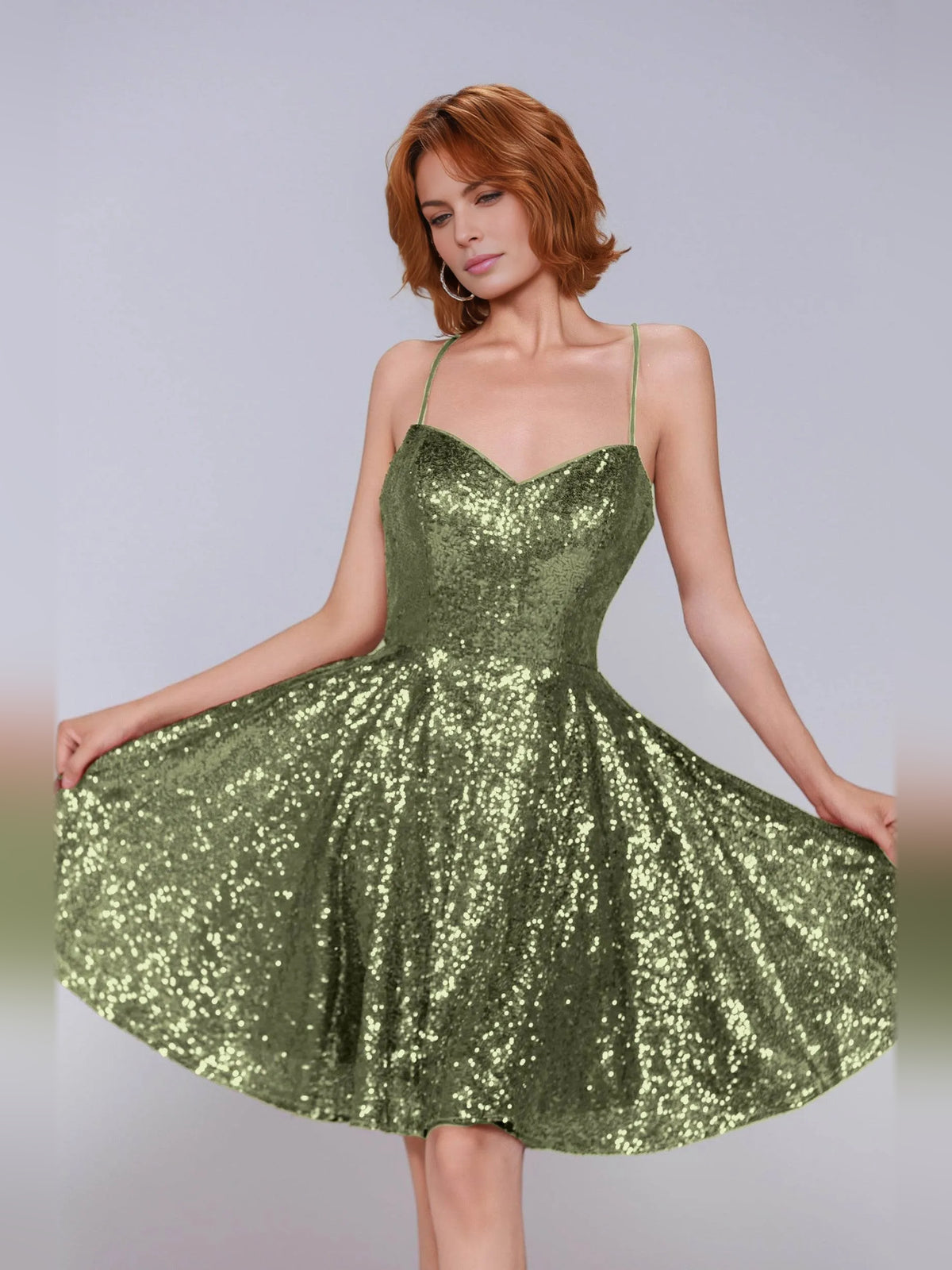 Sequin V Neck A-Line Mini Homecoming Dress for Bridal Shower