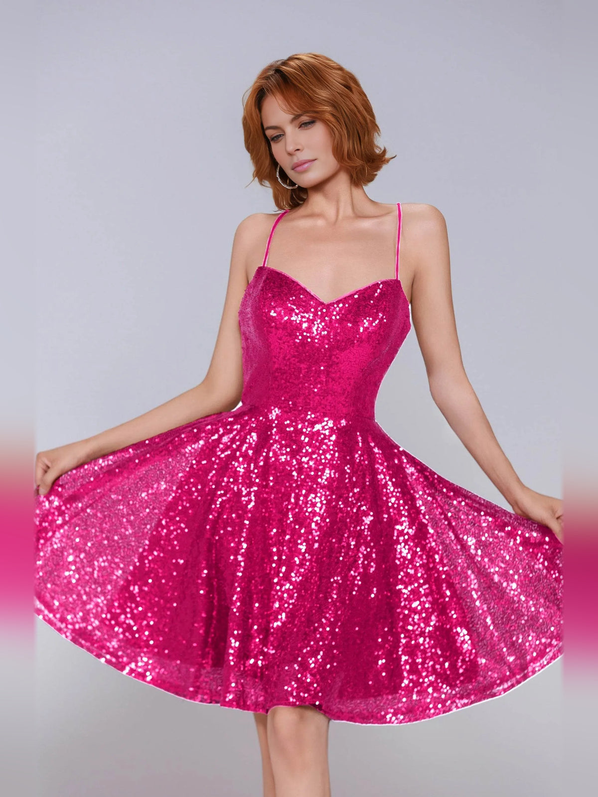 Sequin V Neck A-Line Mini Homecoming Dress for Bridal Shower