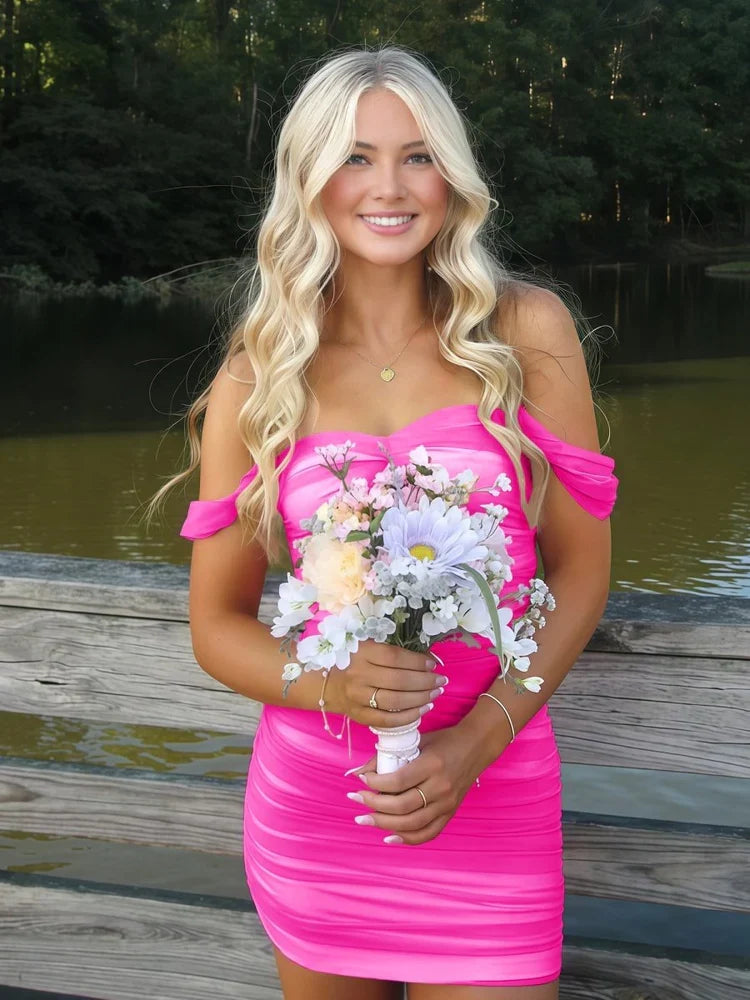 Ruched Layered Sweetheart Bodycon Mini Homecoming Dress for Wedding Guest