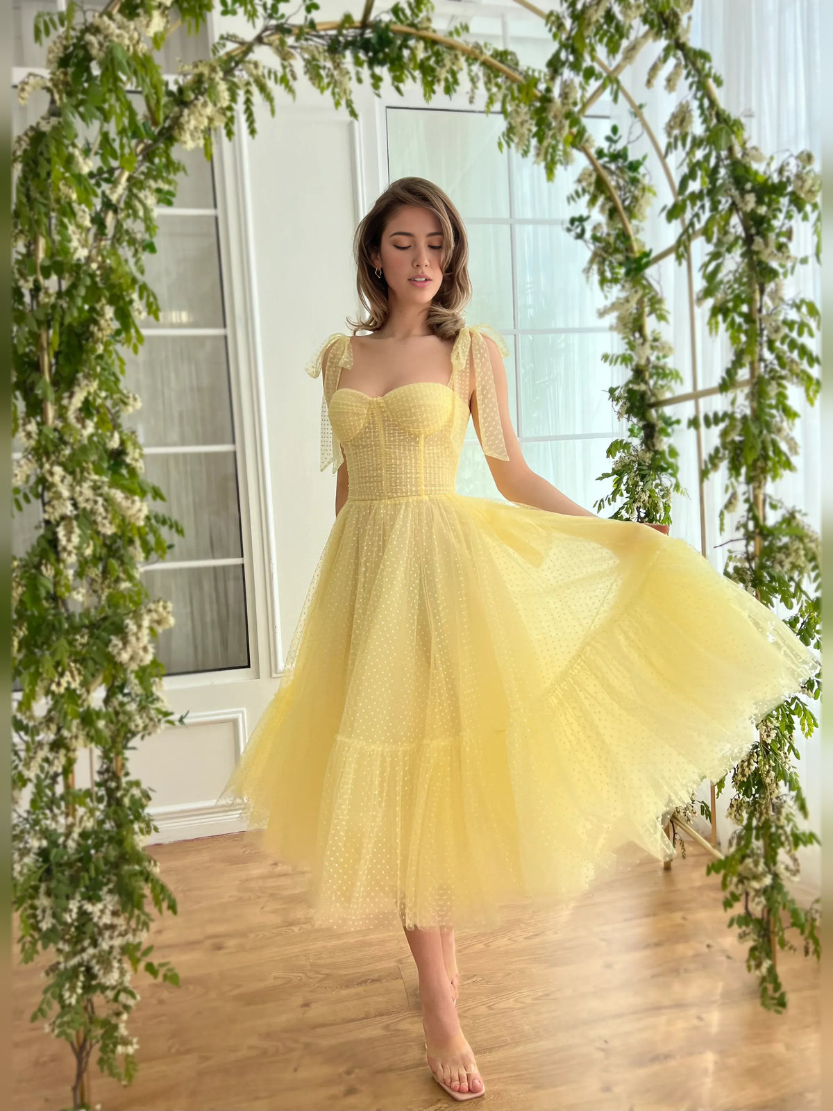 Corset Tiered Sweetheart A-Line Tea-Length Tulle Homecoming Dress for Celebration Night