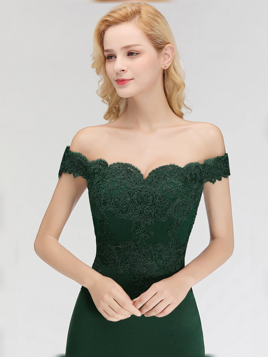 Off Shoulder Mermaid Floor-Length Satin Bridesmaid Dress for Garden Wedding