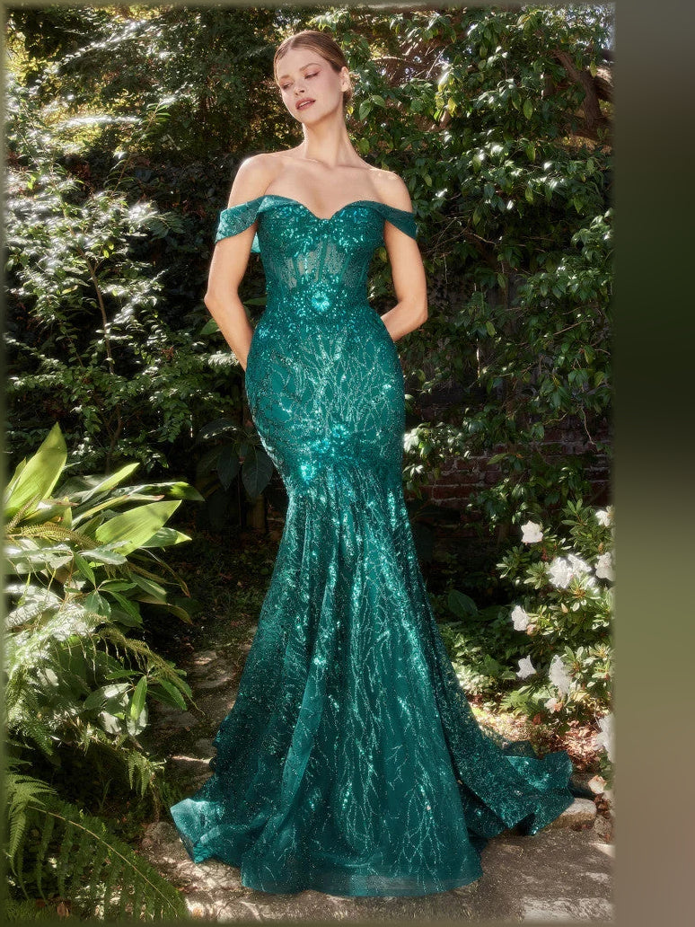 Off-The-Shoulder Corset Mermaid Floor-Length Luxury Formal Dress