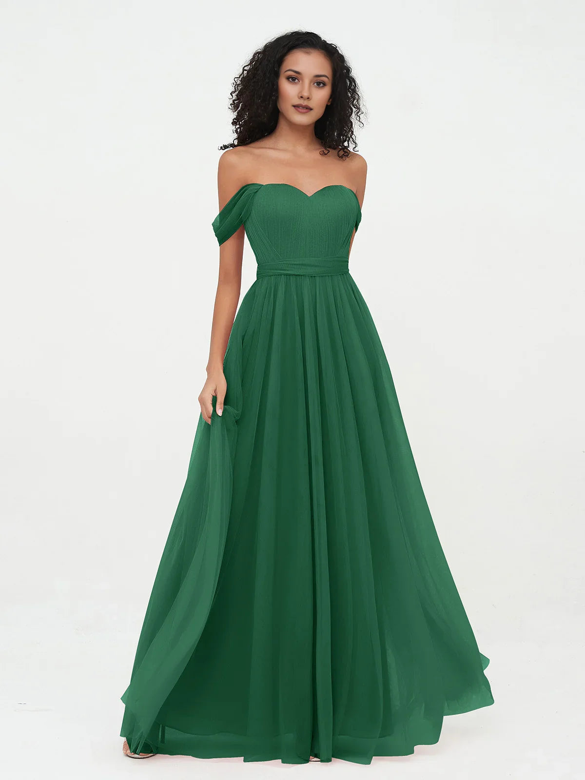 Pleated Draped Sweetheart A-Line Short Tulle Bridesmaid Dress for Church Wedding