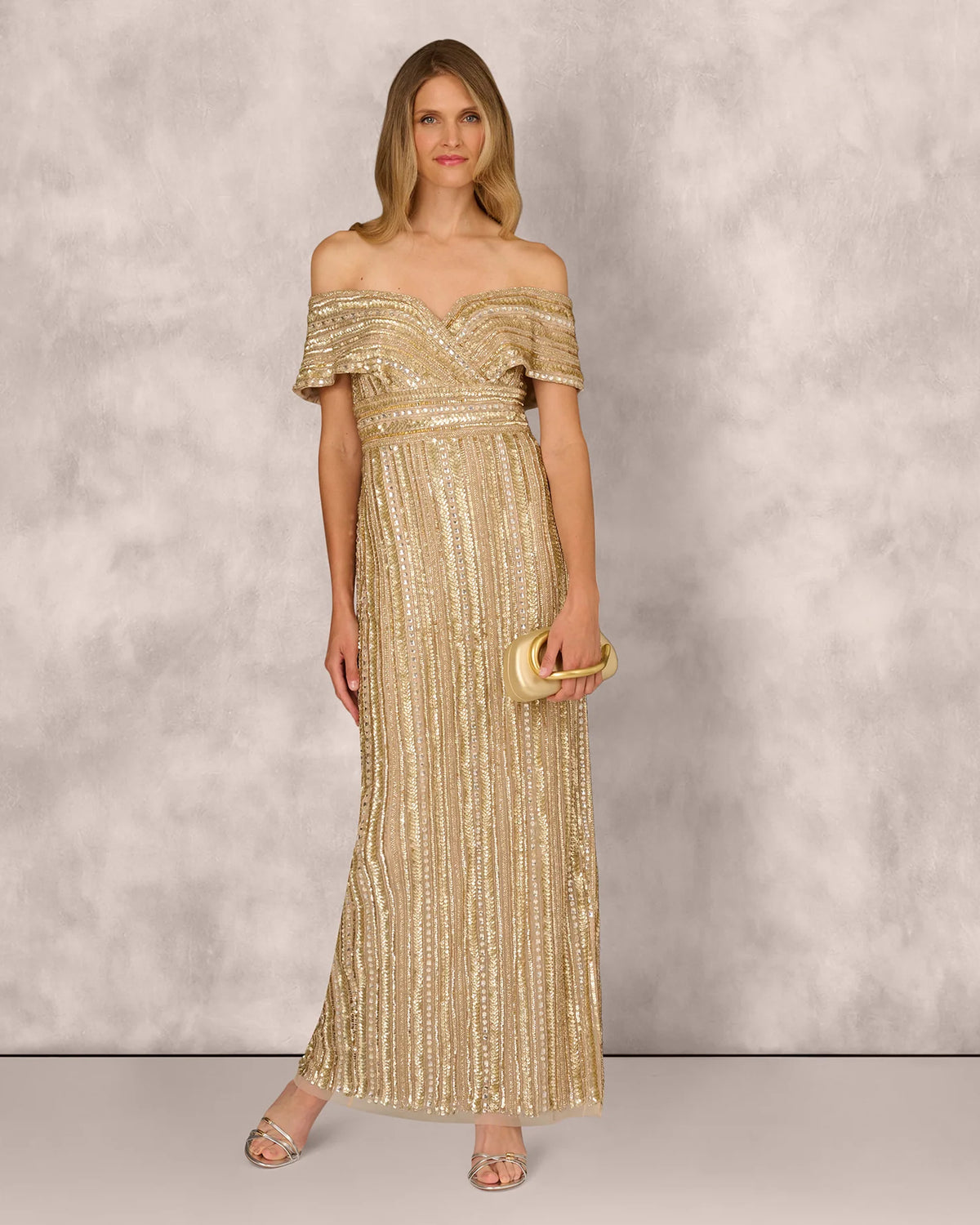 Embellished Off-Shoulder Sheath Maxi Mother of the Bride Dress for Bridal Luncheon