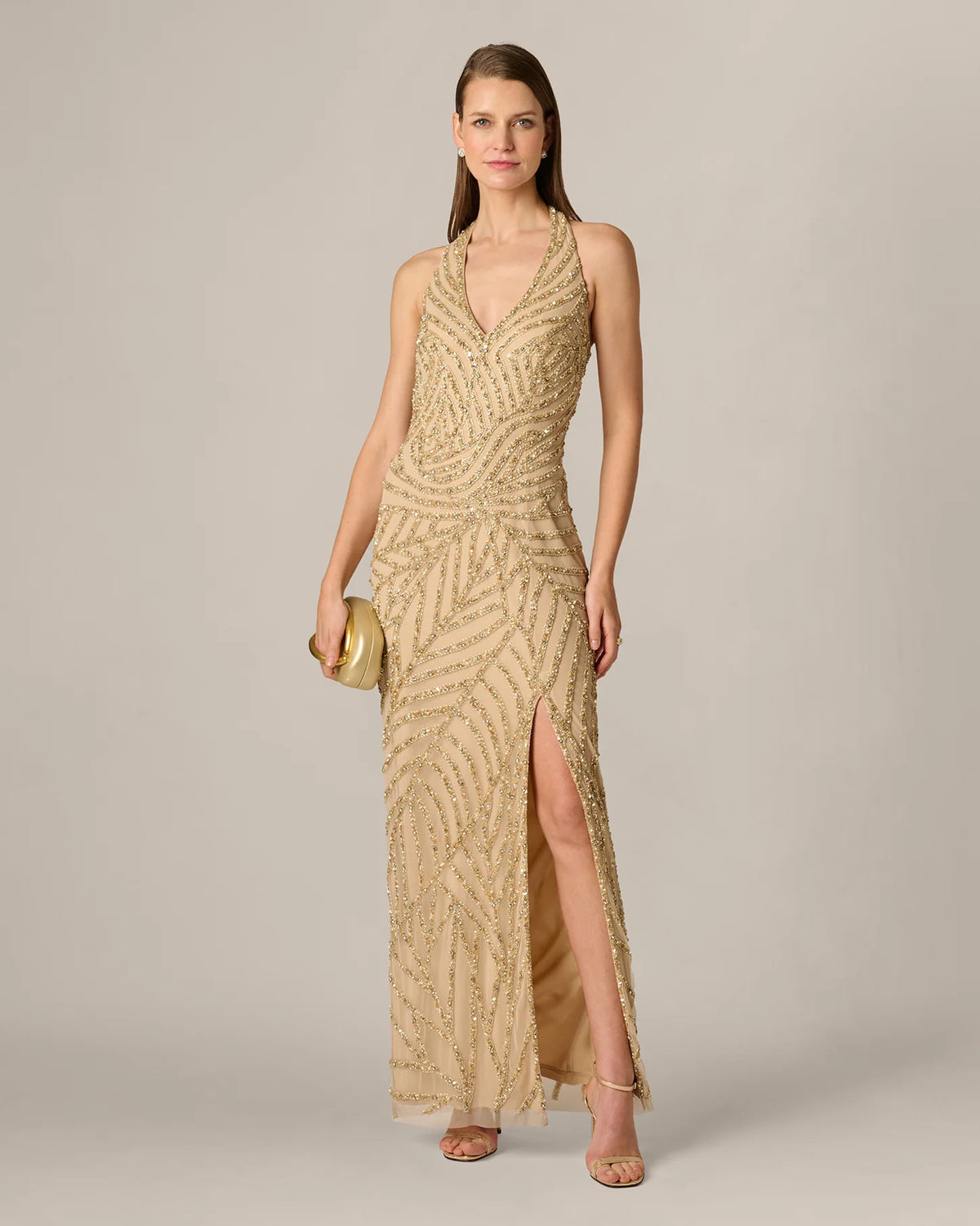 Halter Neck A-Line Maxi Mother of the Bride Dress for Evening Reception
