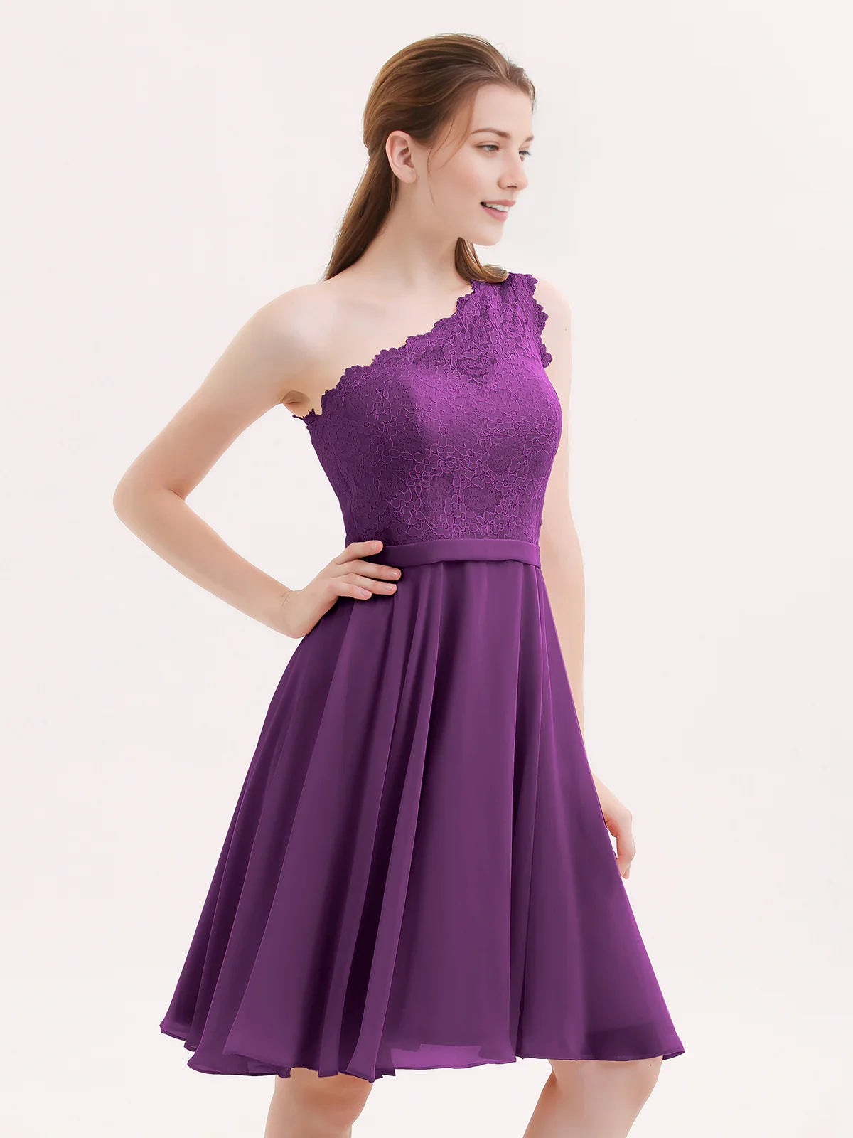 One Shoulder A-Line Short Chiffon Homecoming Dress for Evening Celebration