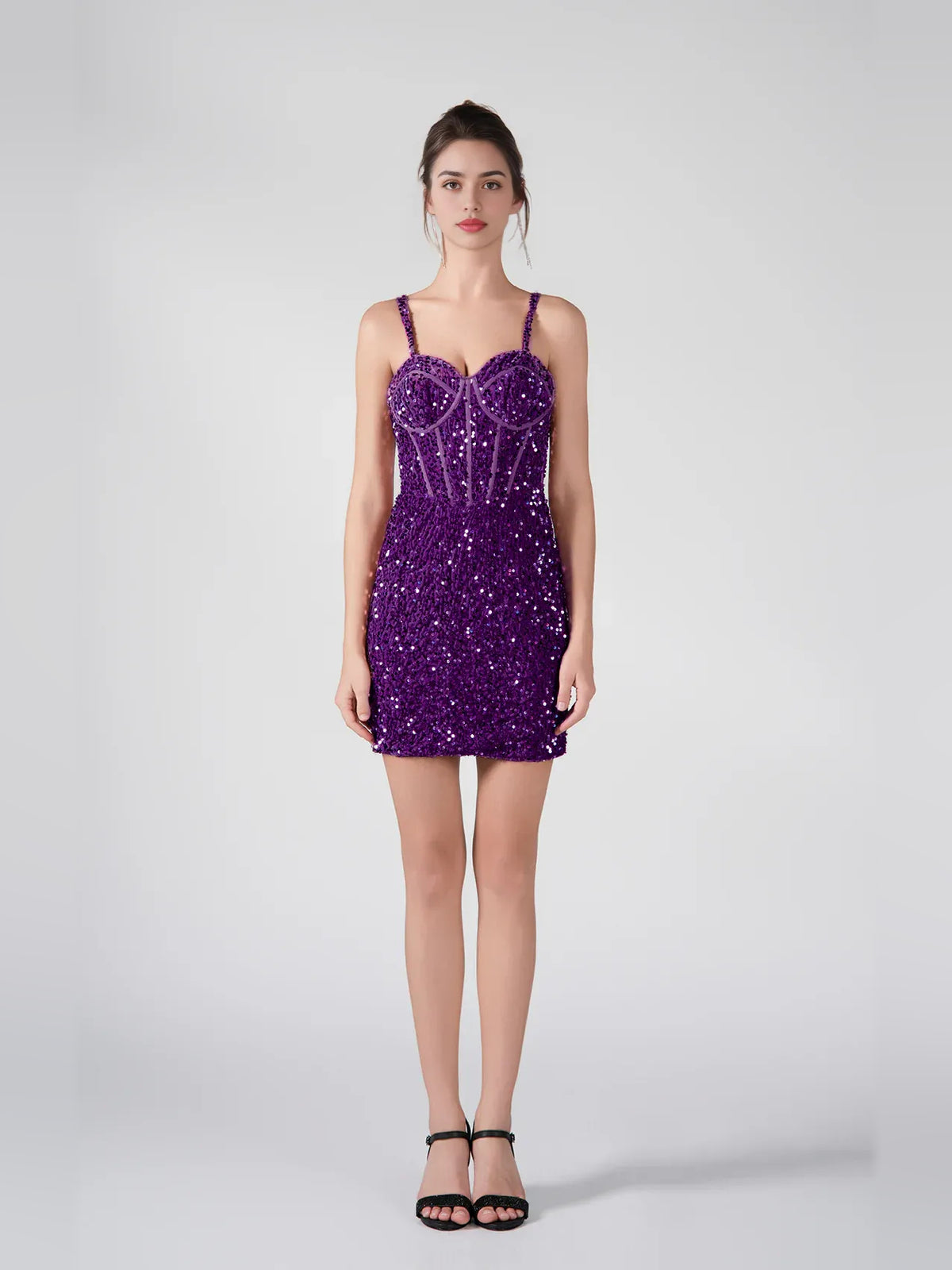 Corset Sequin Sweetheart Bodycon Mini Homecoming Dress for Dinner Event