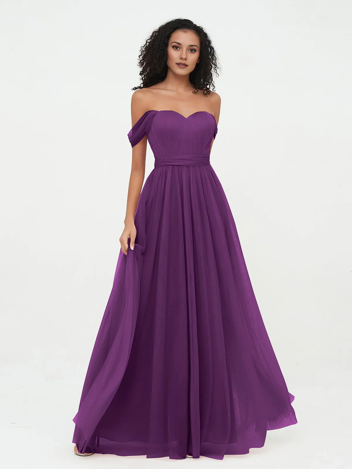 Pleated Draped Sweetheart A-Line Short Tulle Bridesmaid Dress for Church Wedding