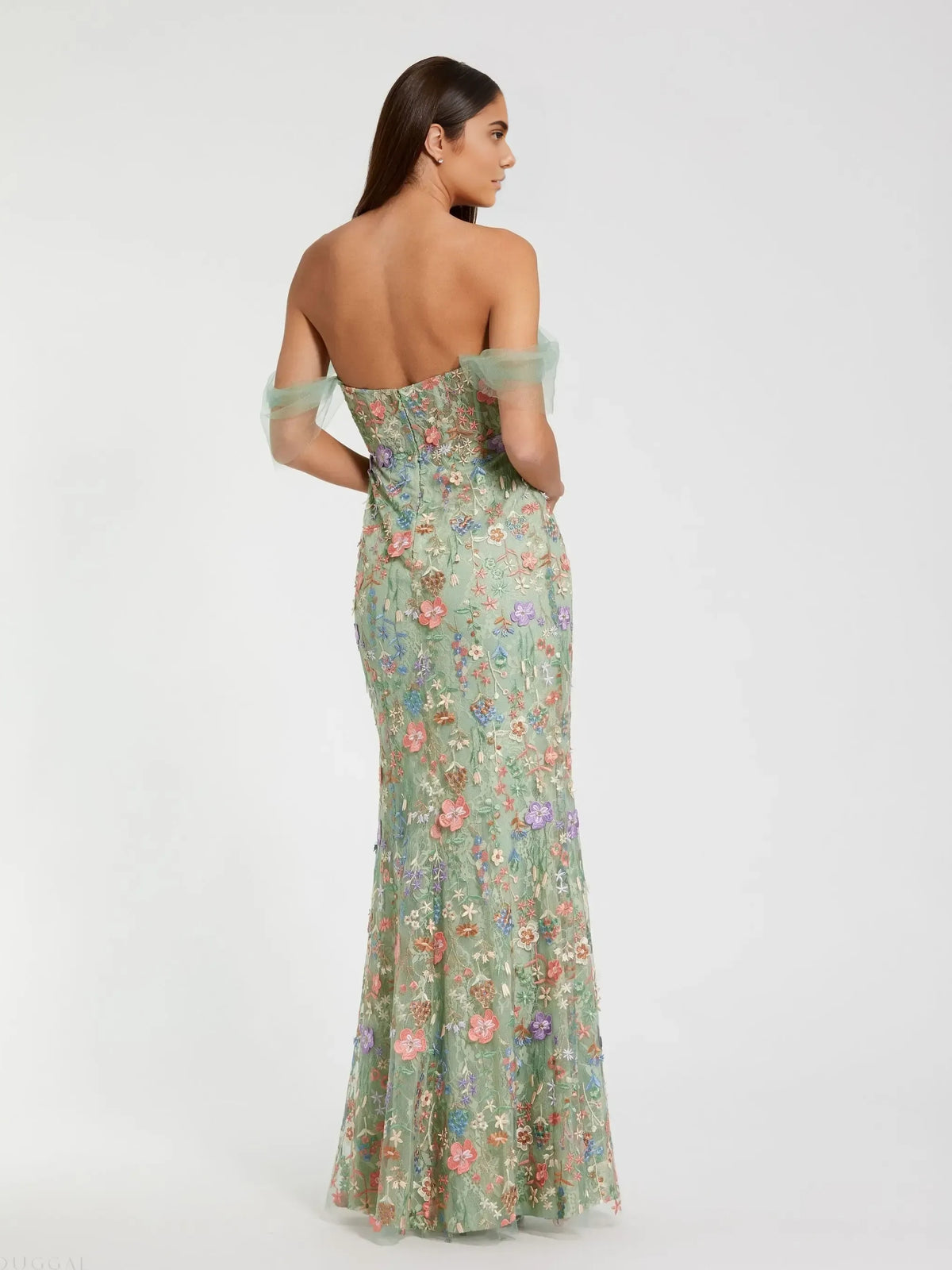 Floral Print Off-The-Shoulder Mermaid Maxi Formal Dress