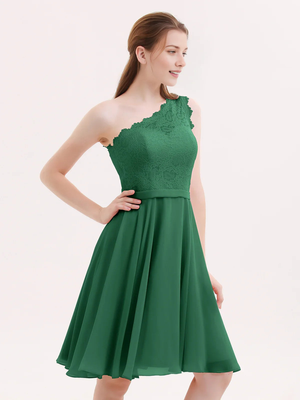 One Shoulder A-Line Short Chiffon Homecoming Dress for Evening Celebration