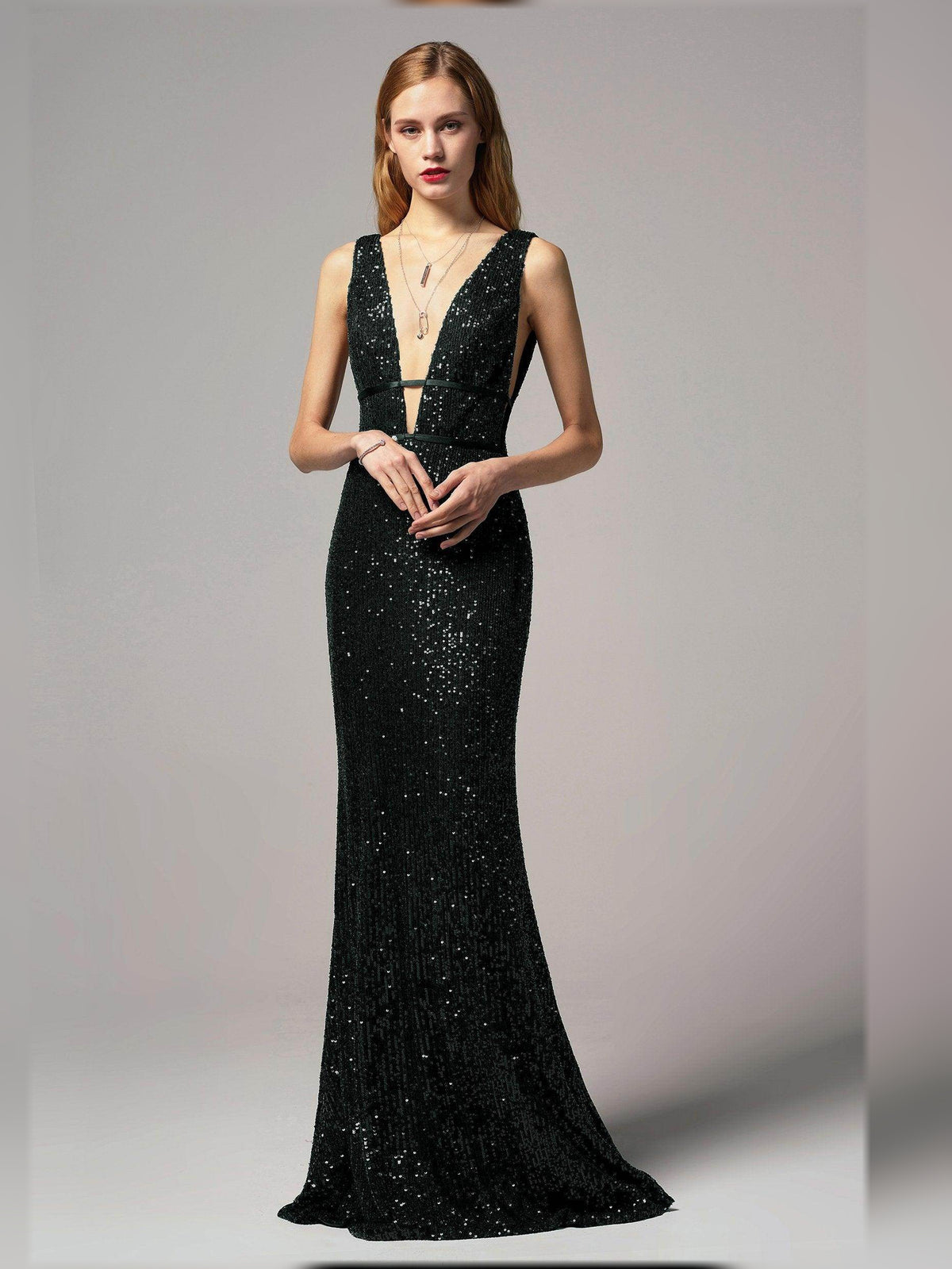 Beading Open Back Sheath Floor-Length Formal Dress