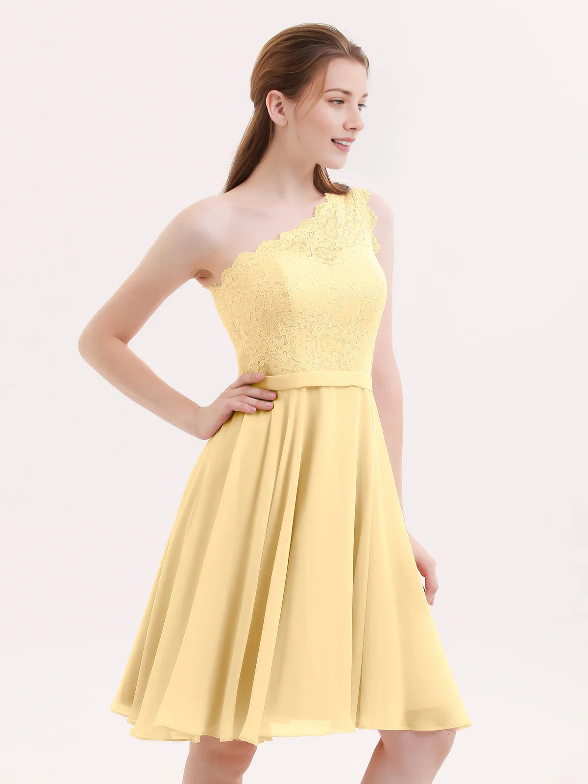 One Shoulder A-Line Short Chiffon Homecoming Dress for Evening Celebration