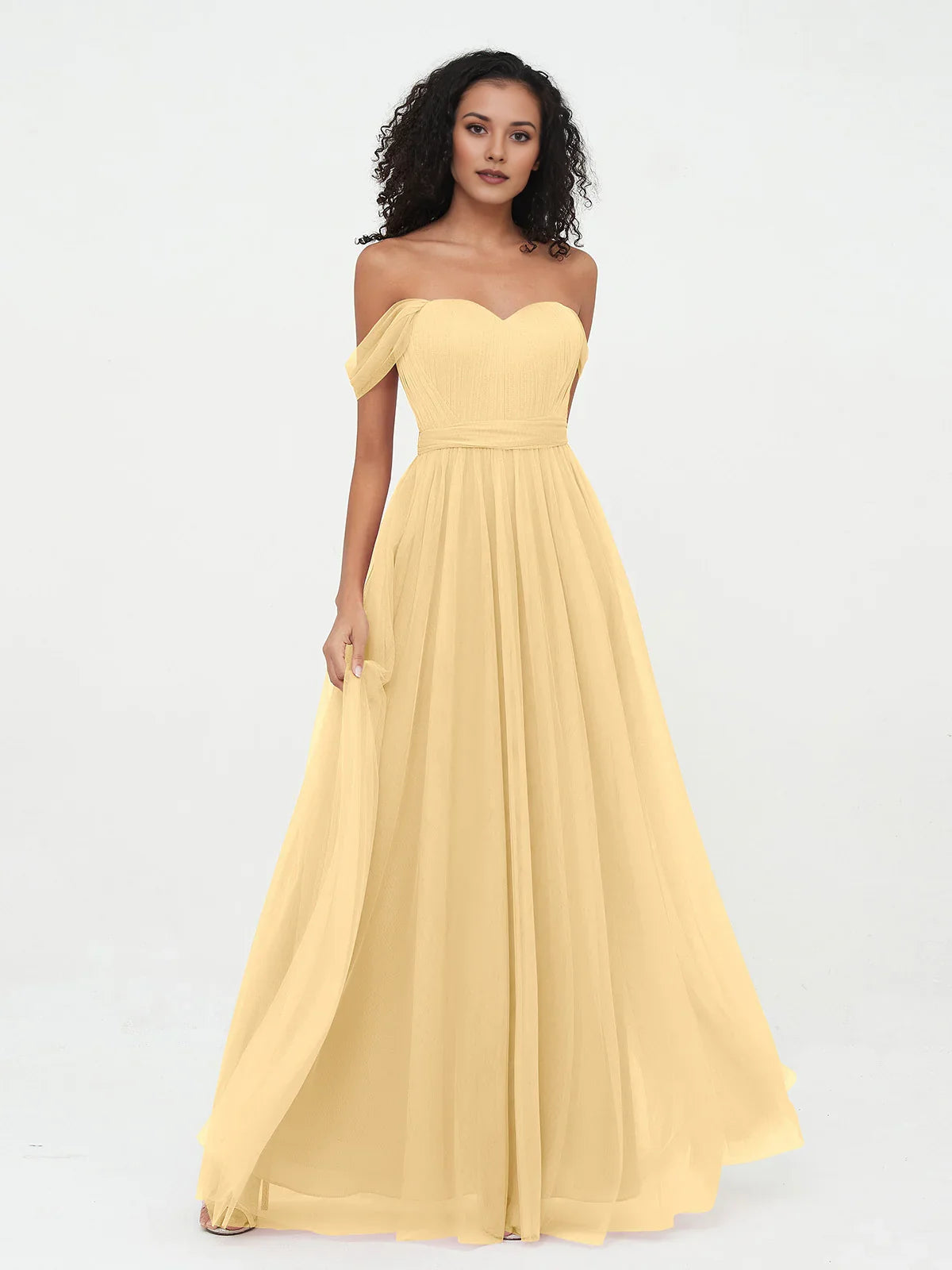 Pleated Draped Sweetheart A-Line Short Tulle Bridesmaid Dress for Church Wedding