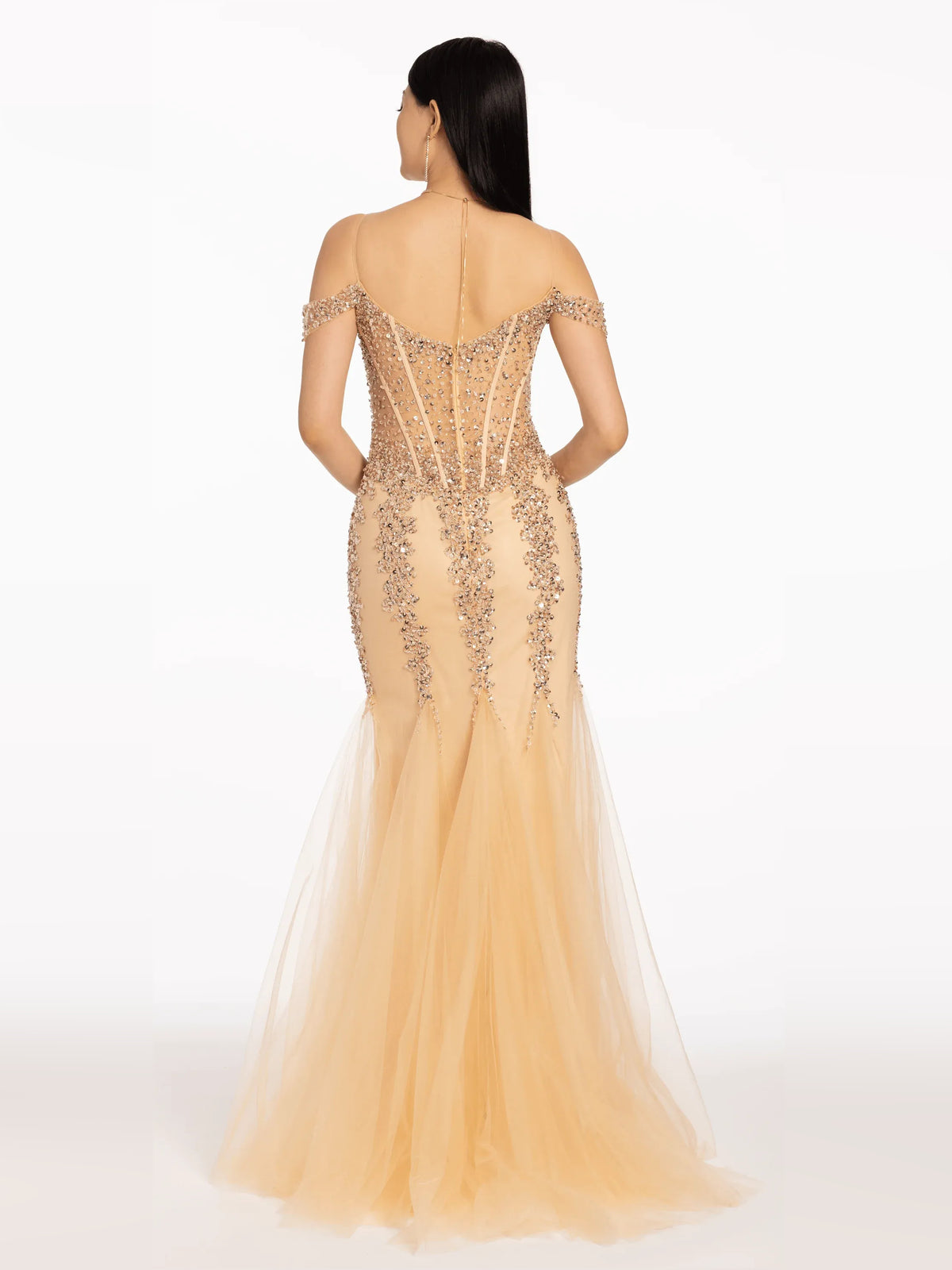 Corset Beaded Sweetheart Mermaid Floor-Length Tulle Prom Dress for Celebration Dinner