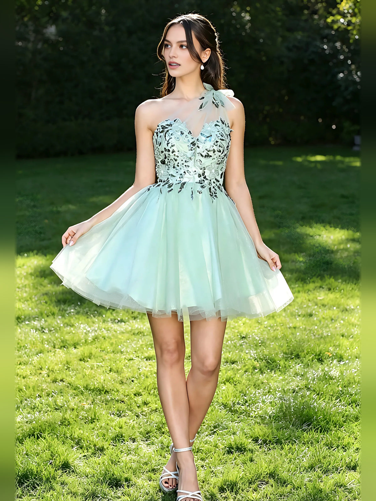 Corset Layered Floral Ruffled Sweetheart A-Line Mini Tulle Homecoming Dress for Awards Ceremony