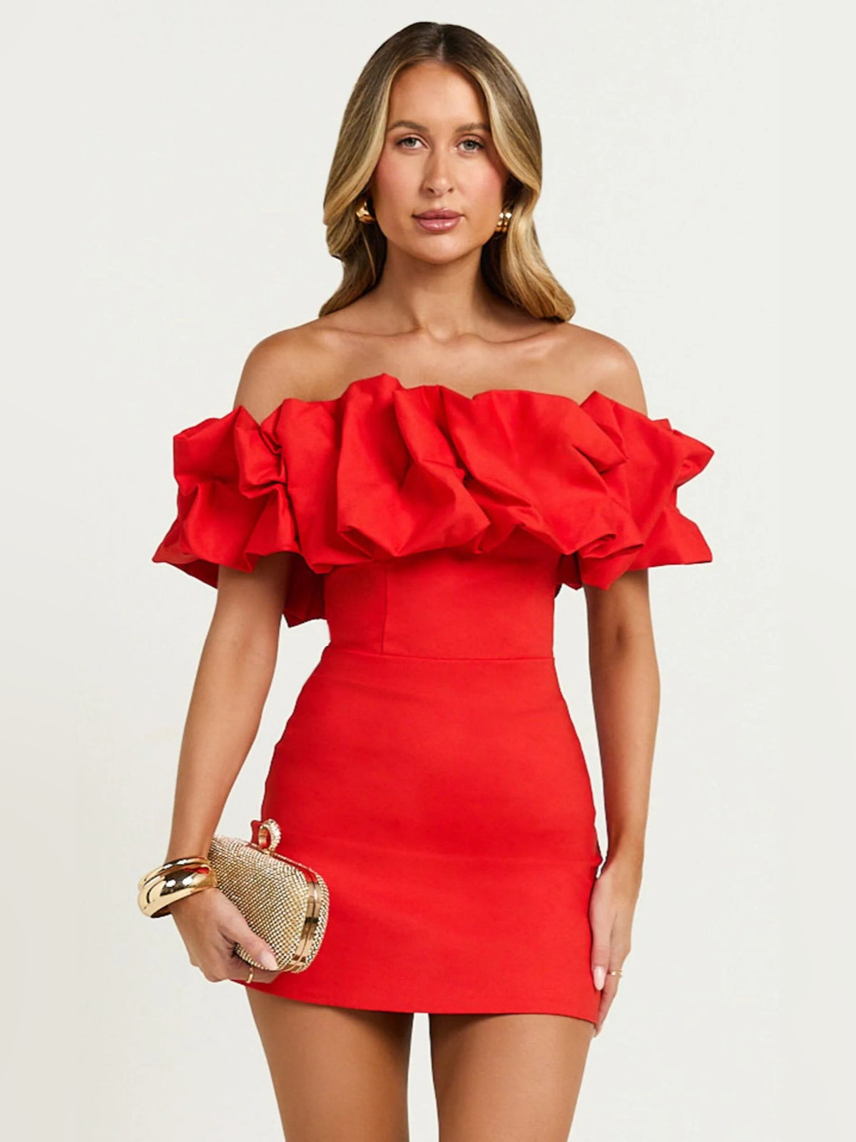 Ruffled Off Shoulder Mini Homecoming Dress for Spring Formal