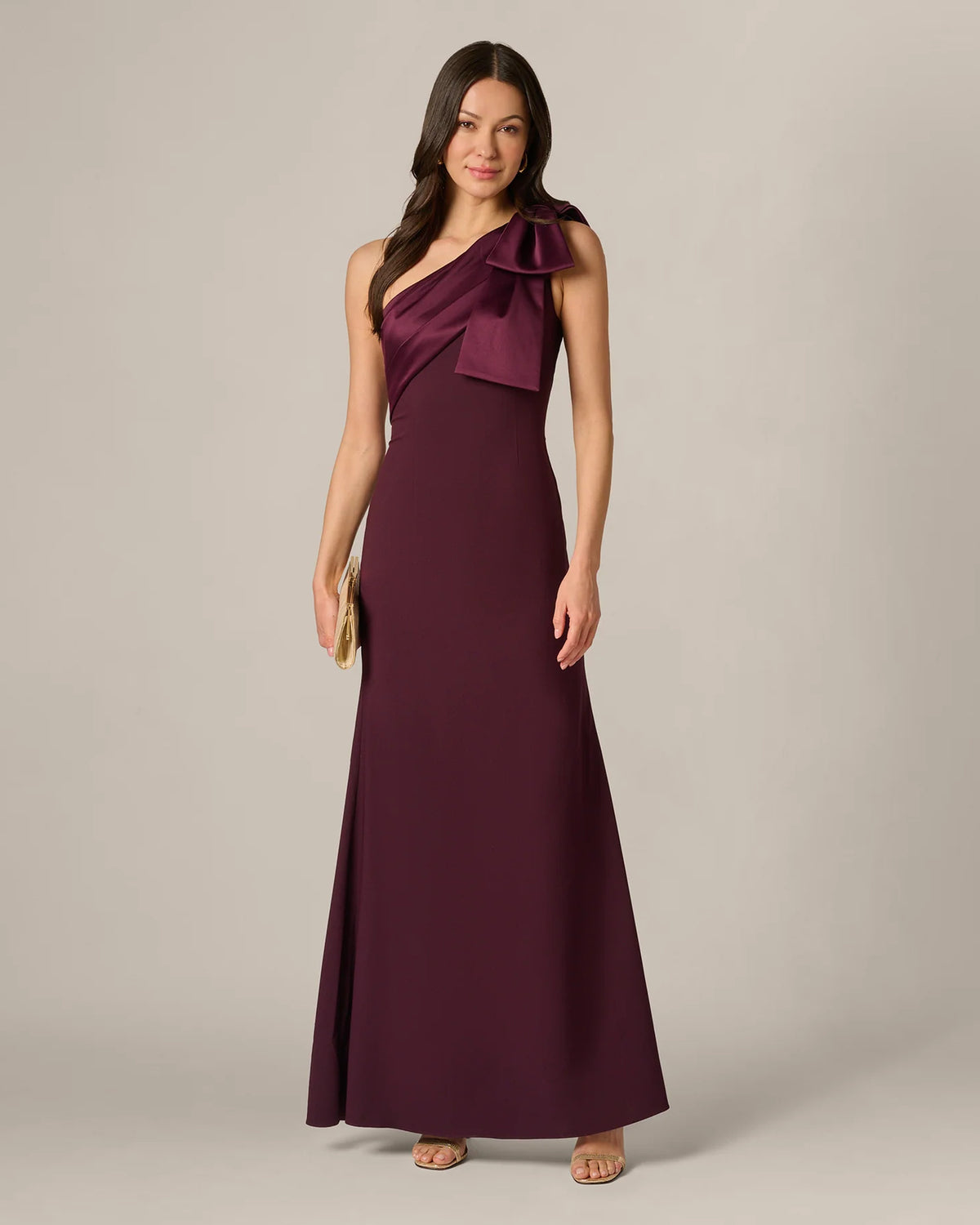 Bow Detail One-Shoulder A-Line Maxi Mother of the Bride Dress for Seaside Wedding