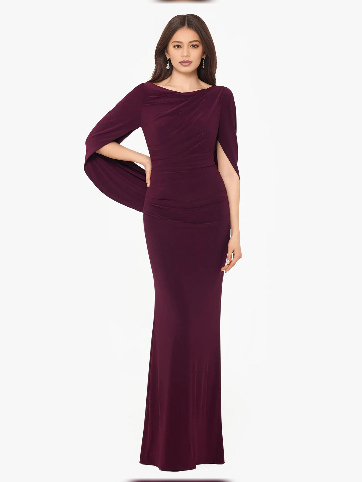 Draped Off Shoulder Mermaid Floor-Length Mother of the Bride Dress for Reception Dinner