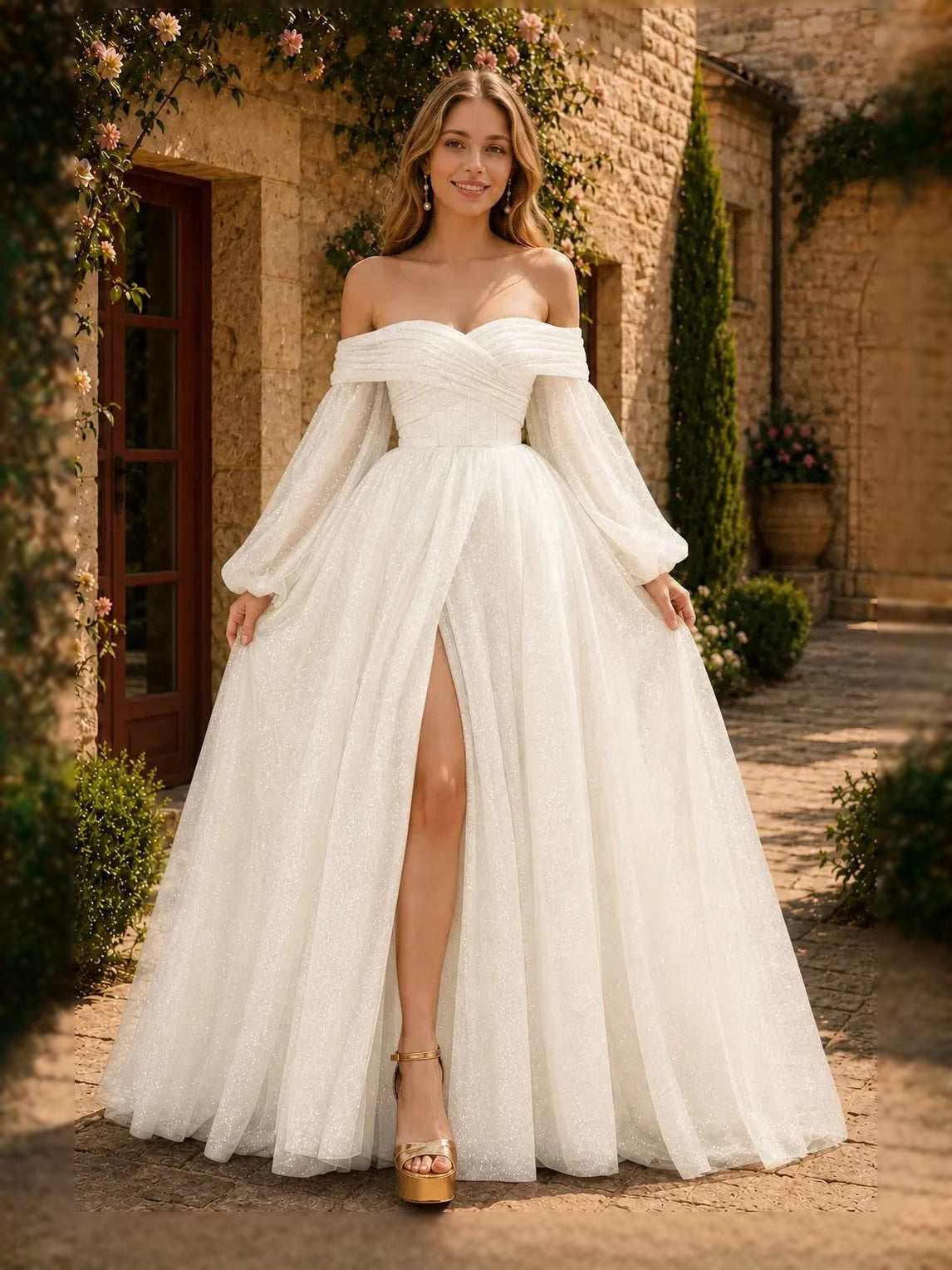 Corset Side-Slit Slit Sweetheart A-Line Floor-Length Tulle Prom Dress for Prom Night