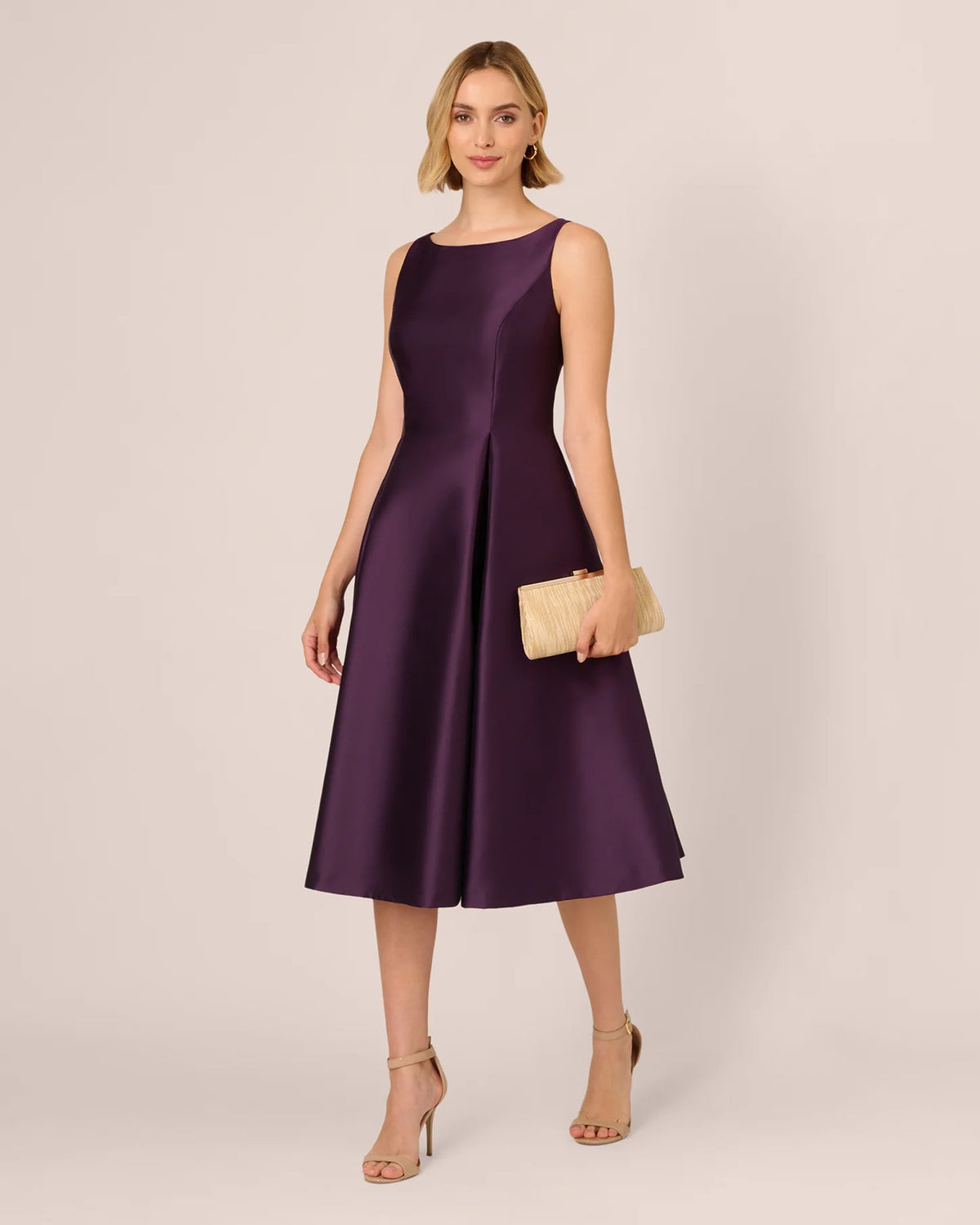 Sleeveless Fit-and-Flare Midi Mother of the Bride Dress for Reception Dinner