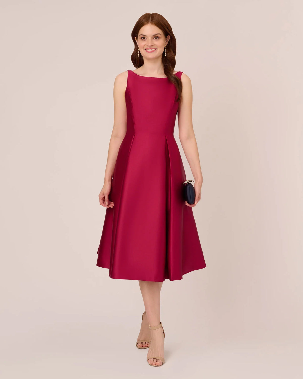 Sleeveless Fit-and-Flare Midi Mother of the Bride Dress for Reception Dinner