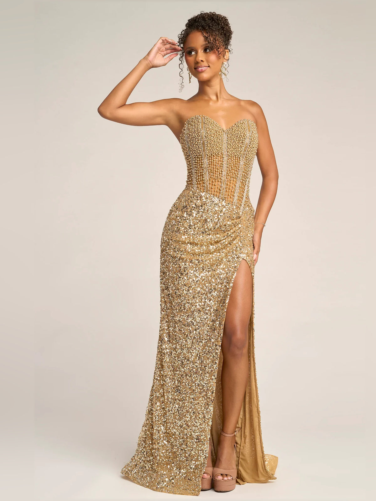 Sweetheart Corset Beading Floor-Length Glamorous Formal Dress