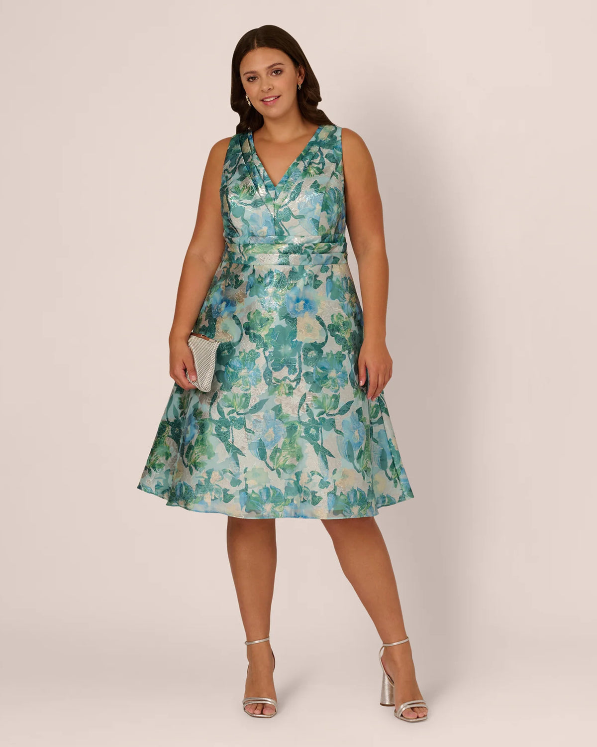 Floral Print A-Line Midi Mother of the Bride Dress for Wedding Weekend