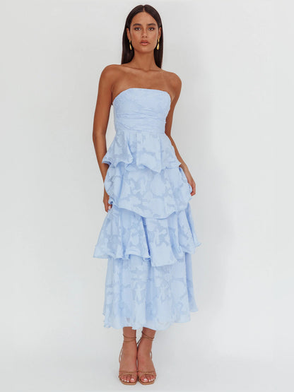 Giavana Strapless Layered Midi Formal Dress