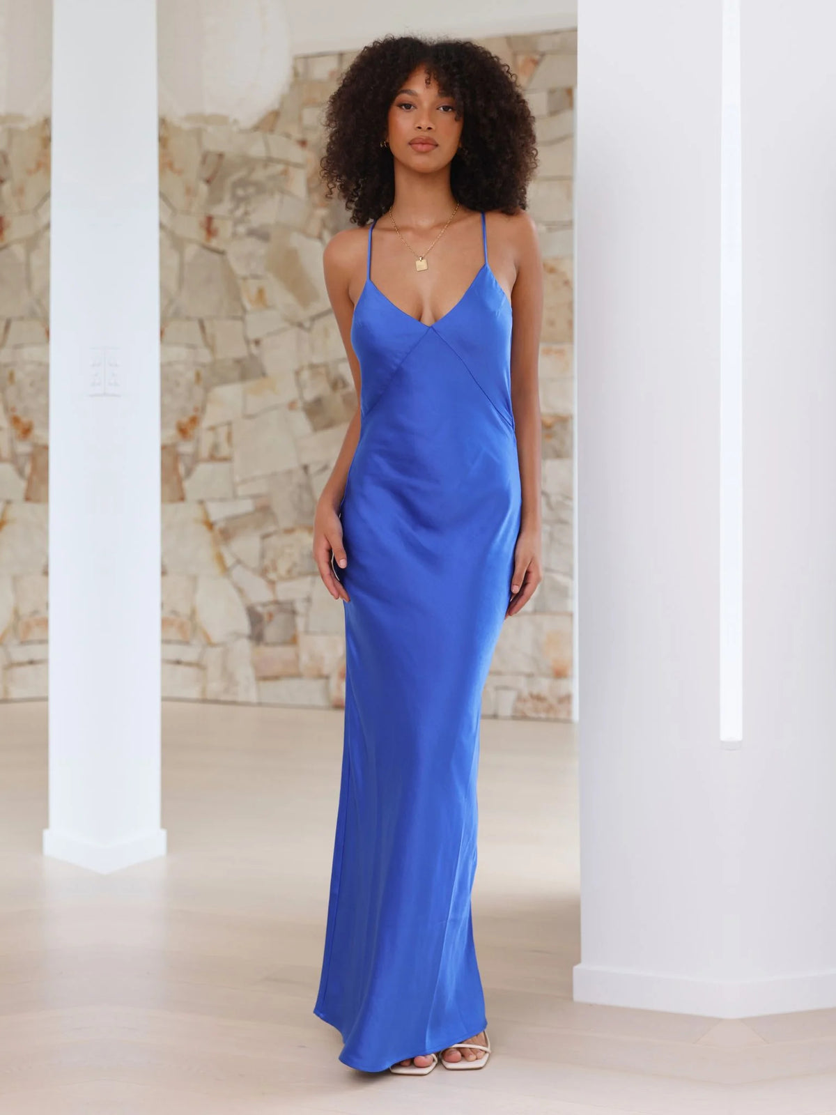Blue One-Shoulder Sheath Maxi Gisella Formal Dress