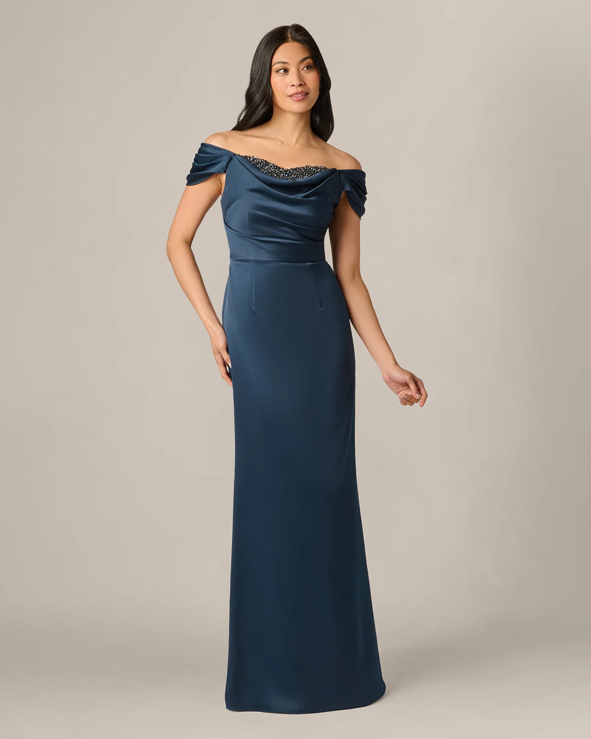 Off-Shoulder A-Line Maxi Mother of the Bride Dress for Ceremony Dinner