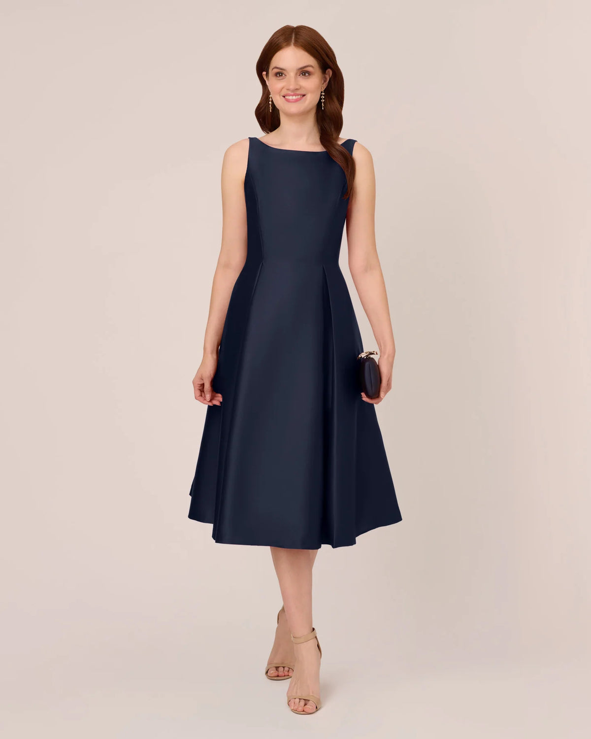 Sleeveless Fit-and-Flare Midi Mother of the Bride Dress for Reception Dinner