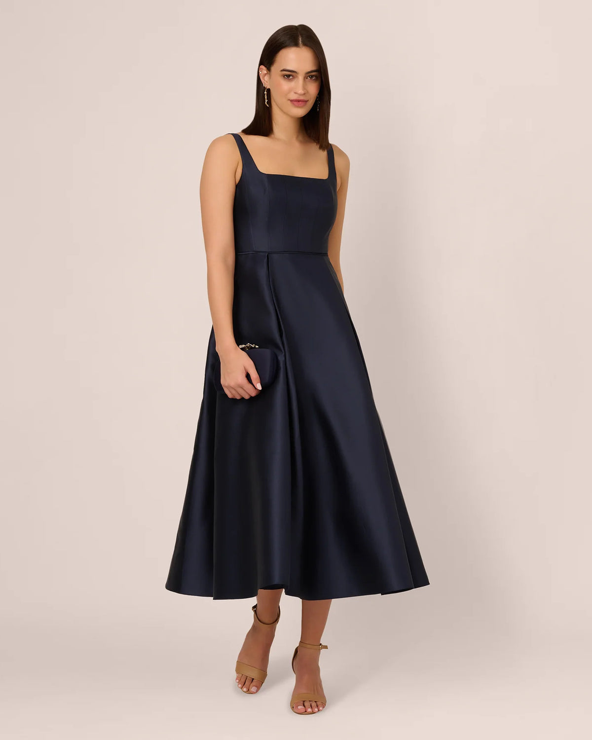 Square Neck A-Line Midi Mother of the Bride Dress for Destination Wedding