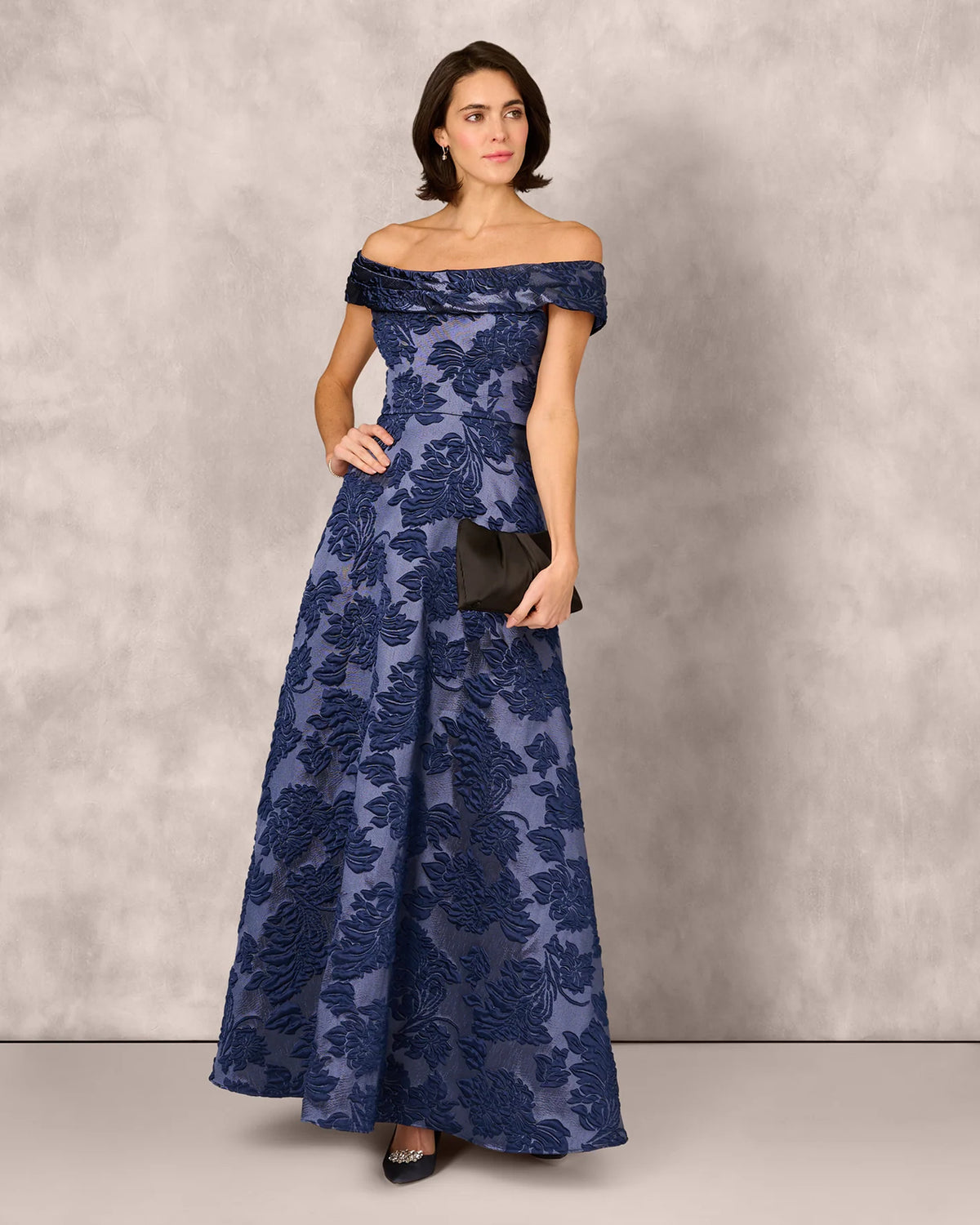 Floral Print Off-Shoulder A-Line Maxi Mother of the Bride Dress for Ballroom Reception