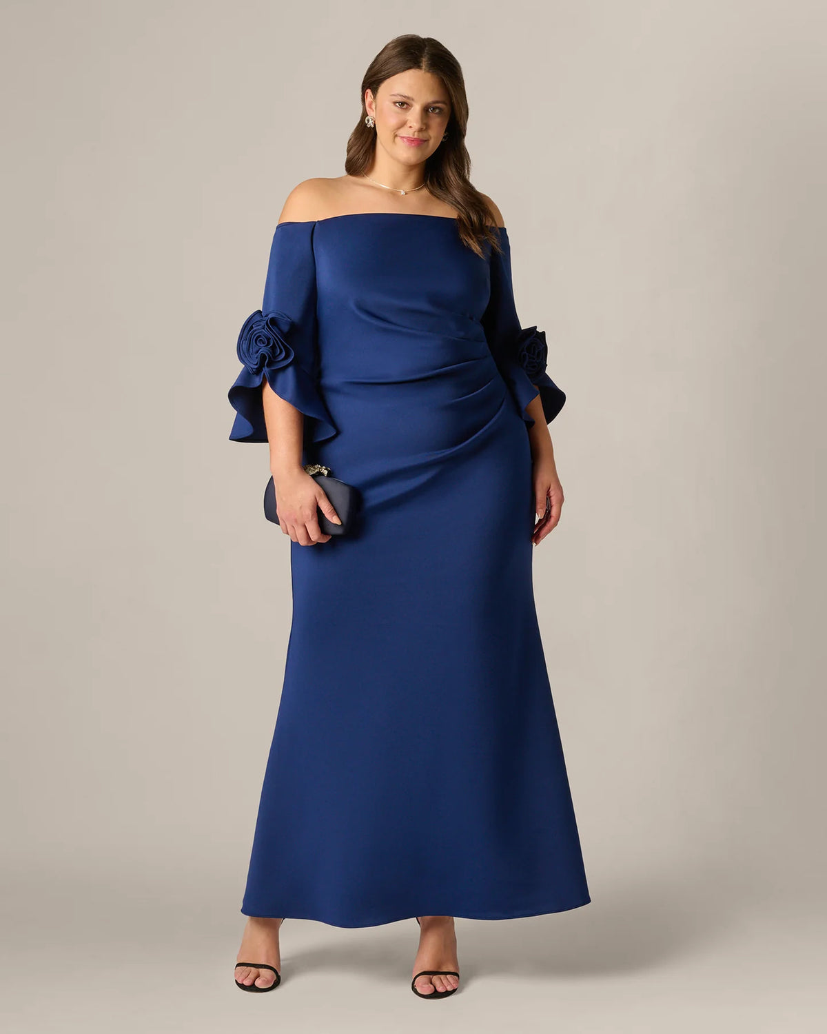 Off-Shoulder A-Line Maxi Mother of the Bride Dress for Formal Reception