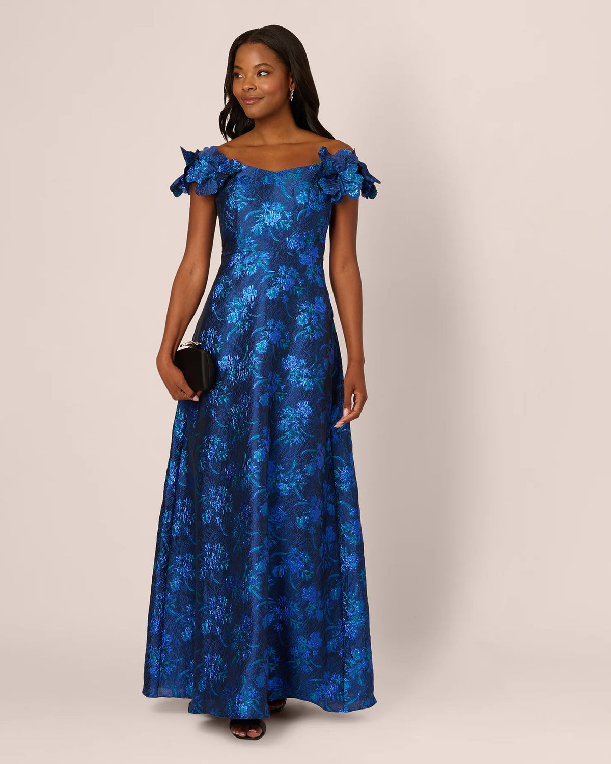 Floral Print Off-Shoulder A-Line Maxi Mother of the Bride Dress for Vineyard Wedding