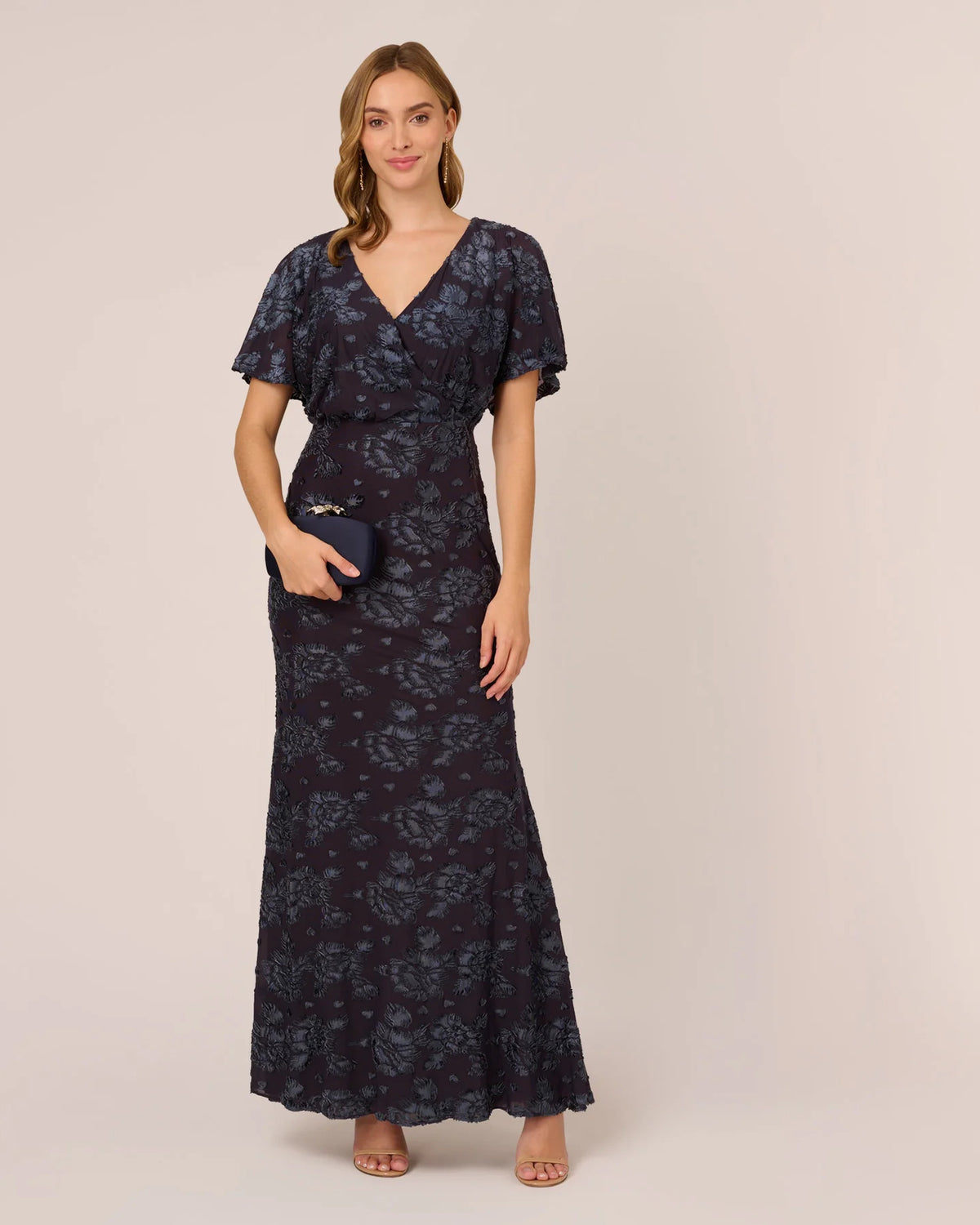 Beaded V Neck Mermaid Floor-Length Mother of the Bride Dress for Formal Wedding