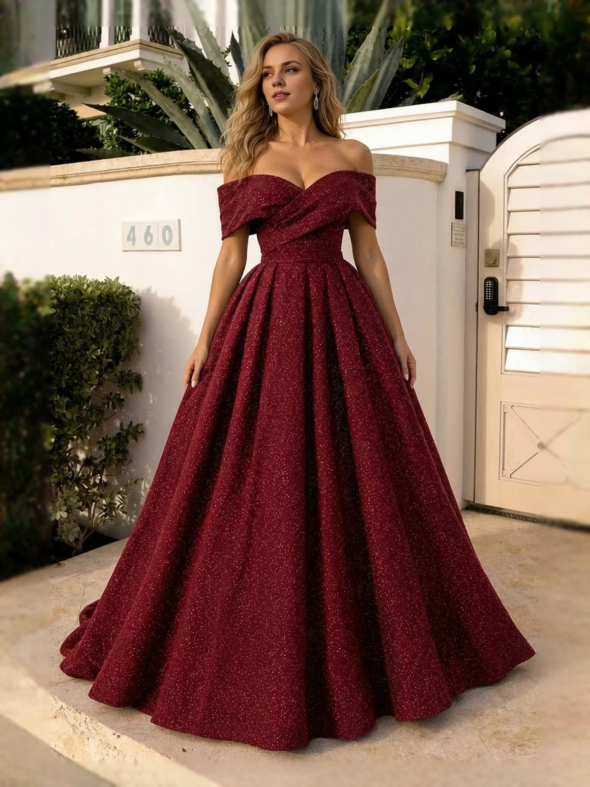 Glitter Sweetheart A-Line Floor-Length Prom Dress for Red Carpet Event