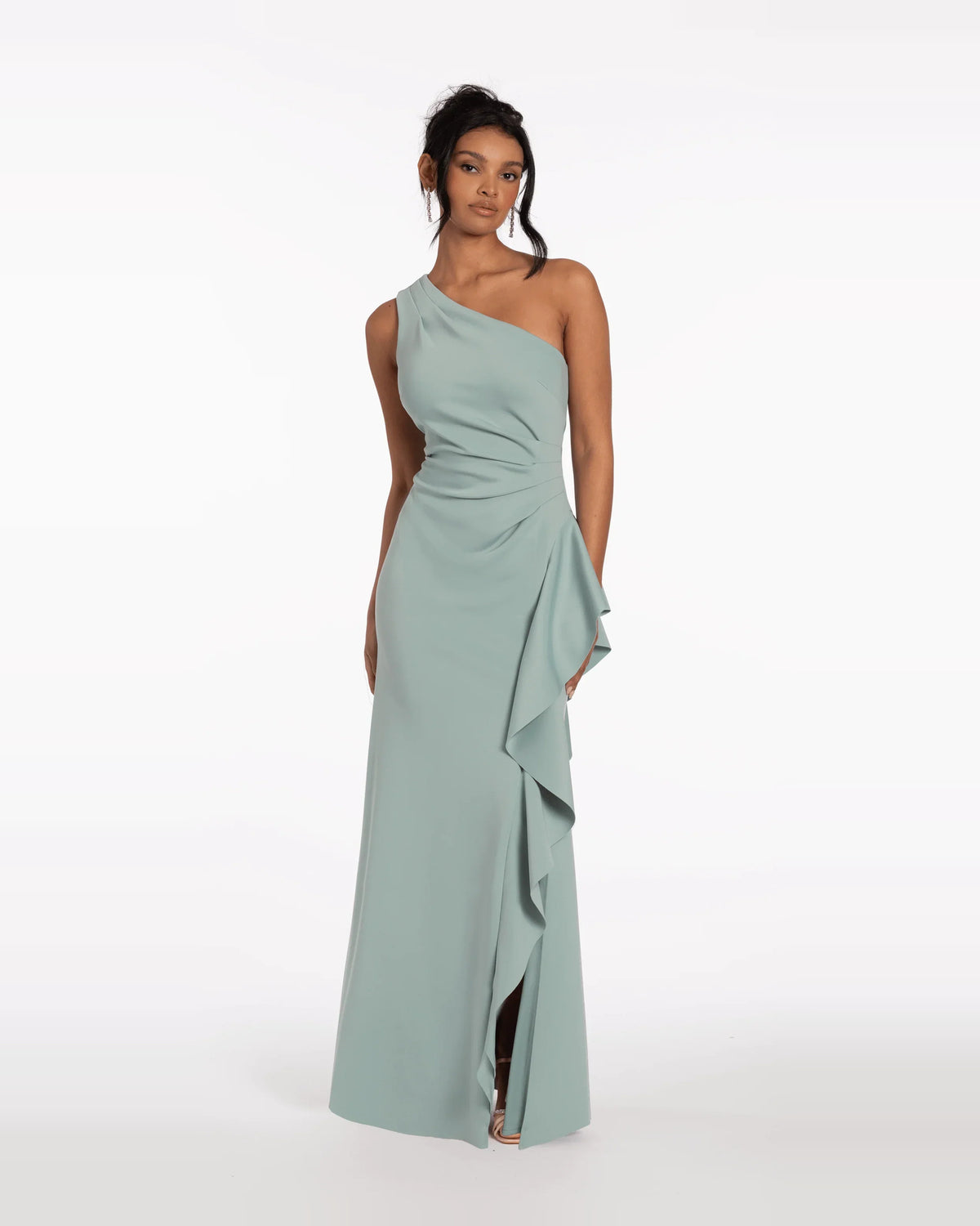 Ruched Draped One Shoulder Trumpet Maxi Prom Dress for Gala