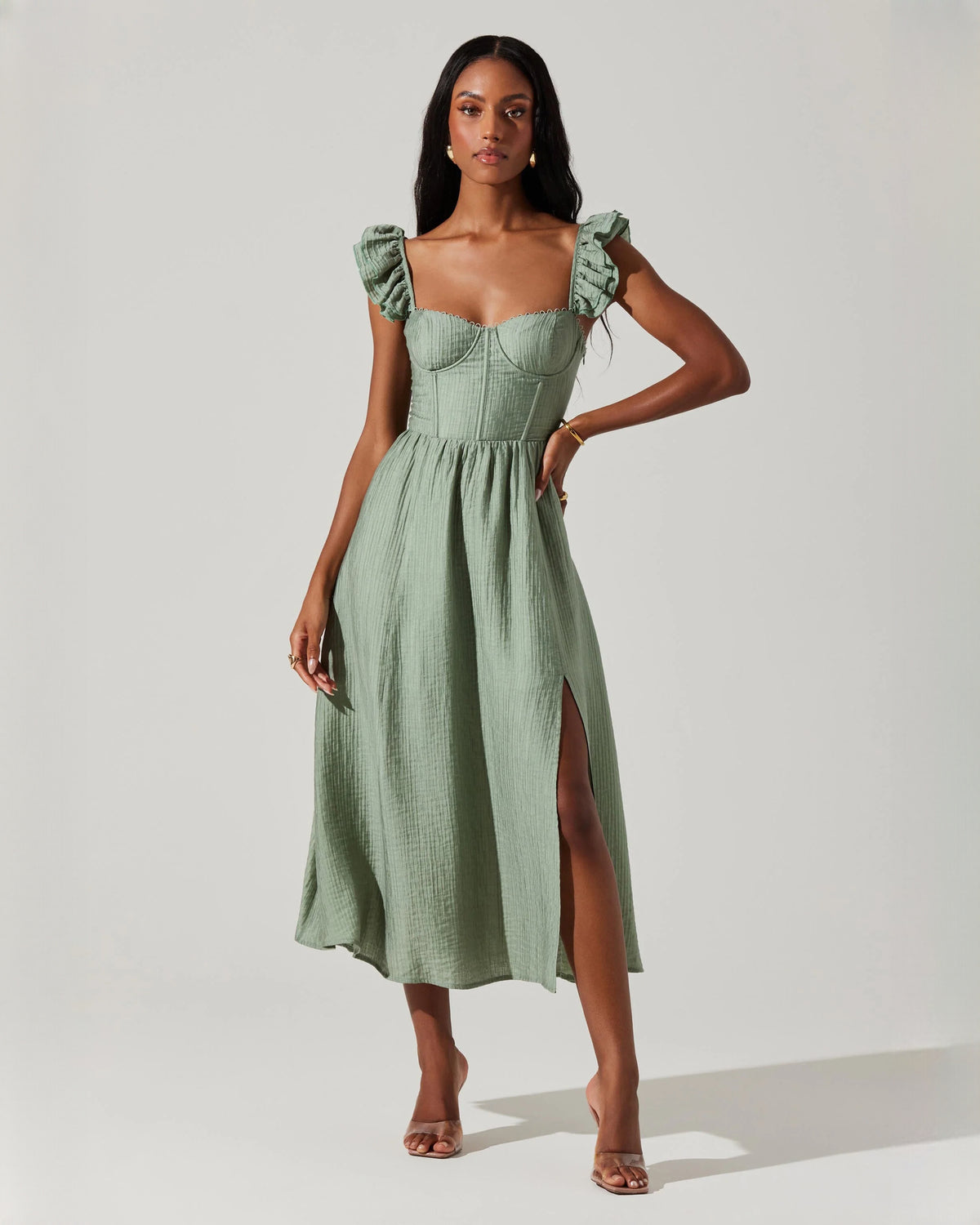 Elegant Bridal Celebration Sweetheart Structured Satin A-Line Midi Bridesmaid Dress