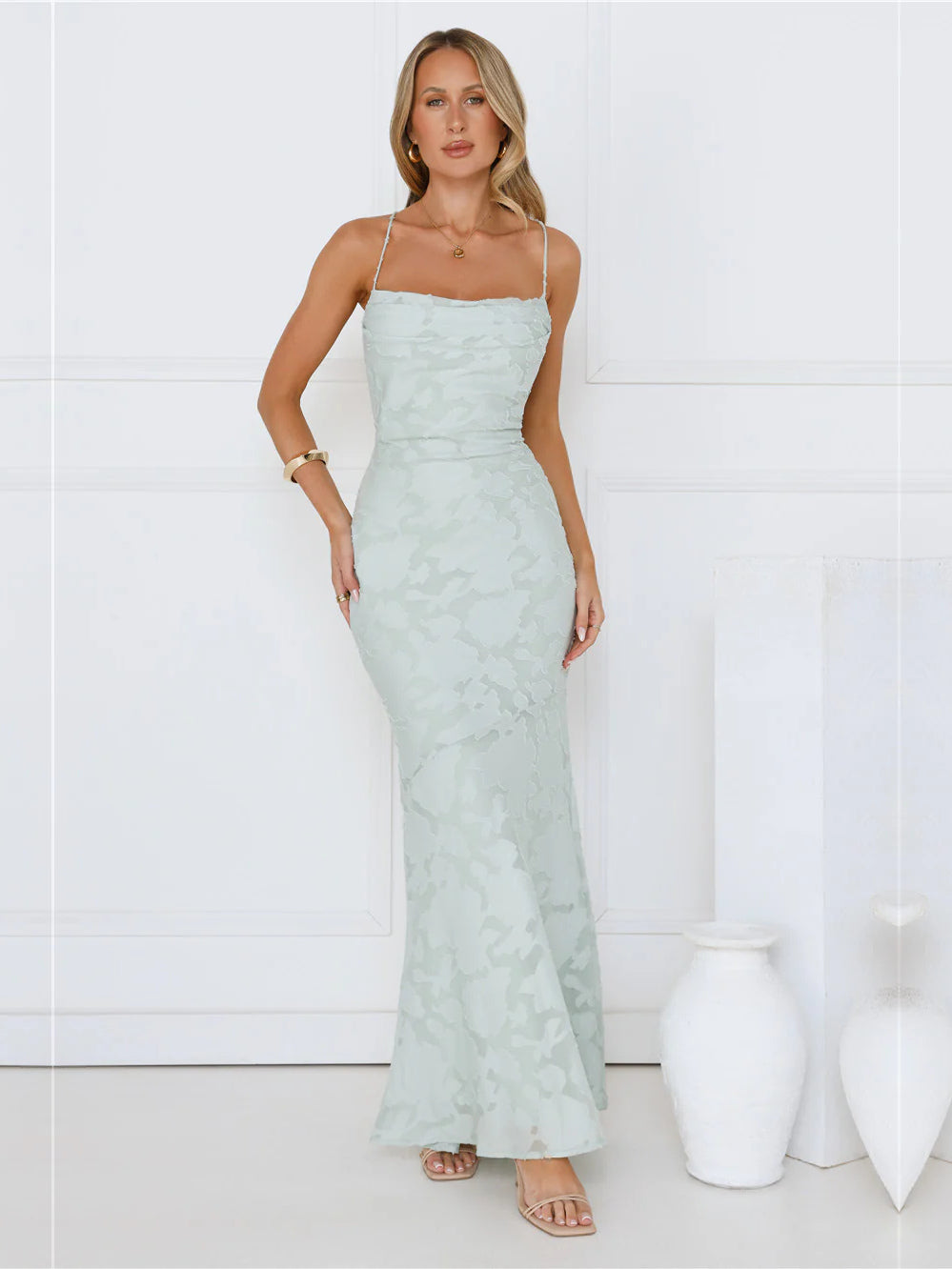 Sweetheart Lace-Up Back Mermaid Maxi Formal Dress