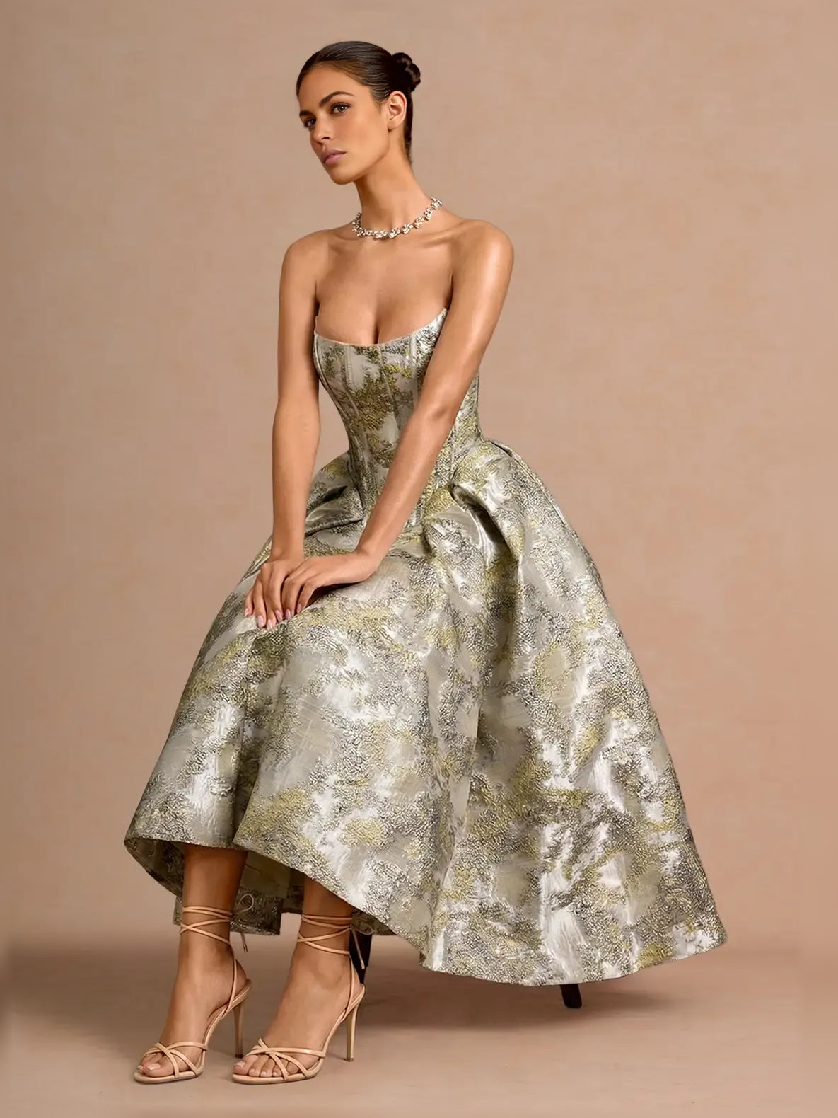 Sweetheart Corset Lace-Up Back Tea-Length Formal Dress