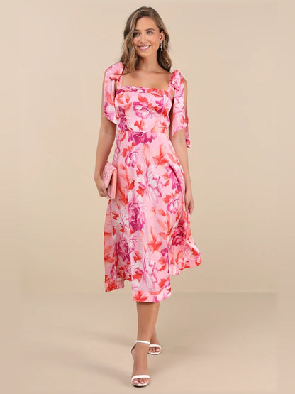 Fleurette Tie-Strap Midi Formal Dress